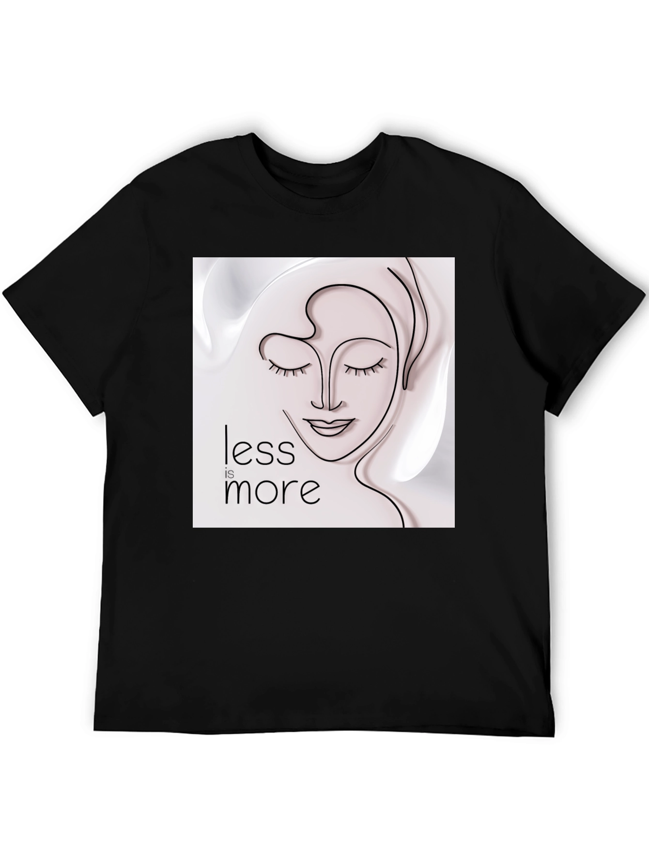 Black Minimalist Face Line Art T-Shirt - Less is More view 5