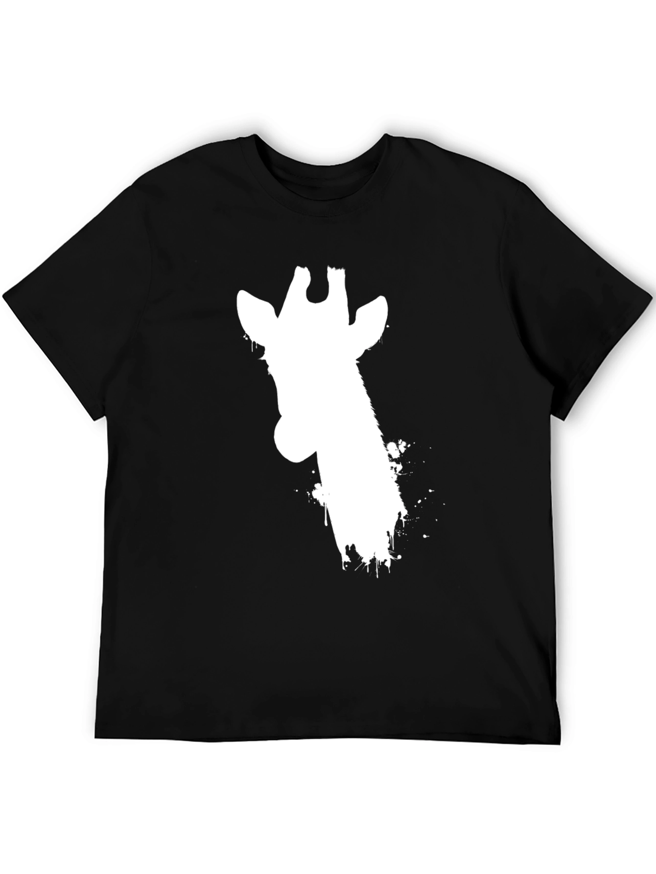 Black Giraffe Silhouette Graphic Tee - Black Cotton T-Shirt view 5