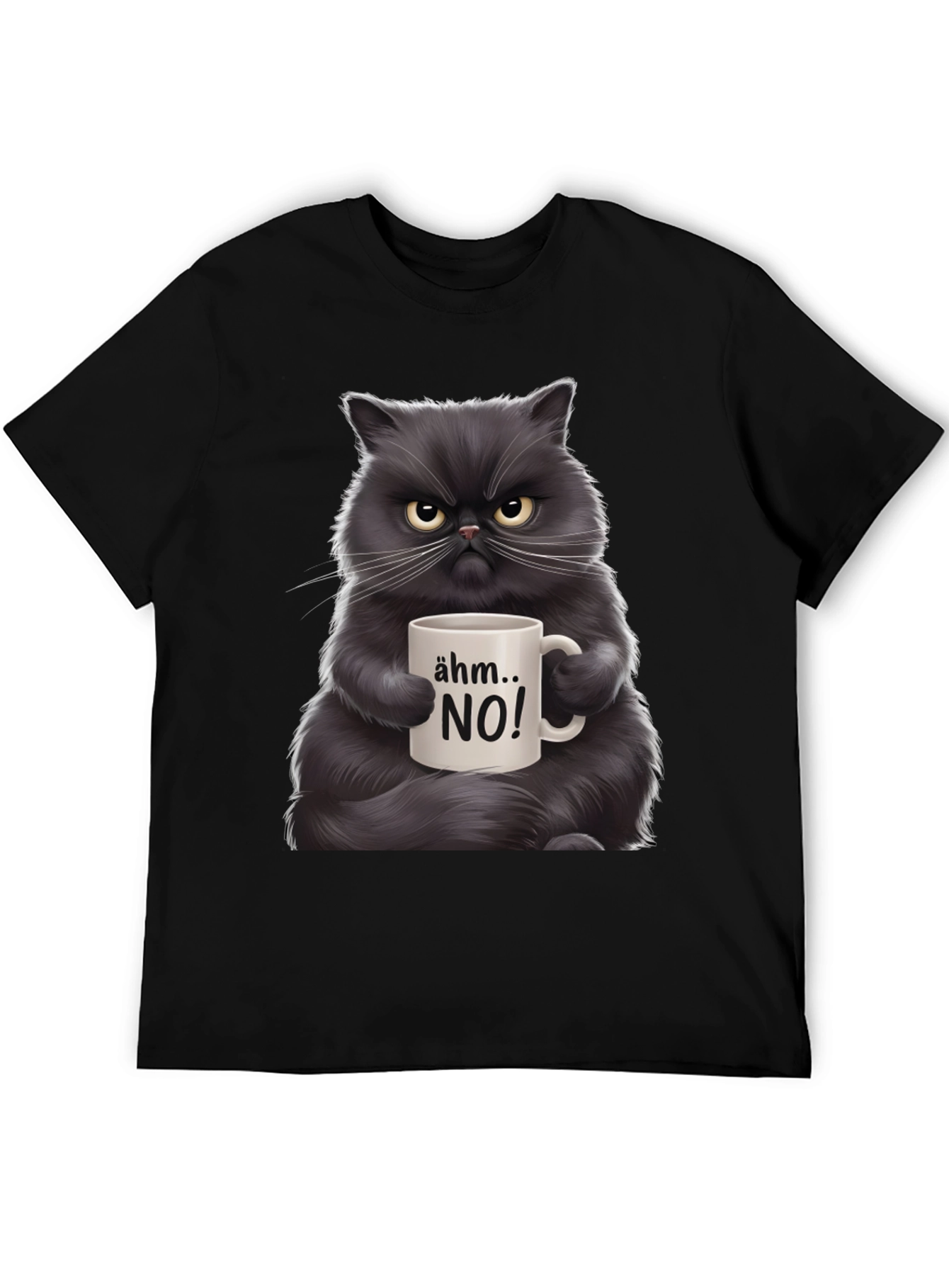 Black Grumpy Cat Coffee T-Shirt - "Ähm... NO!" view 5