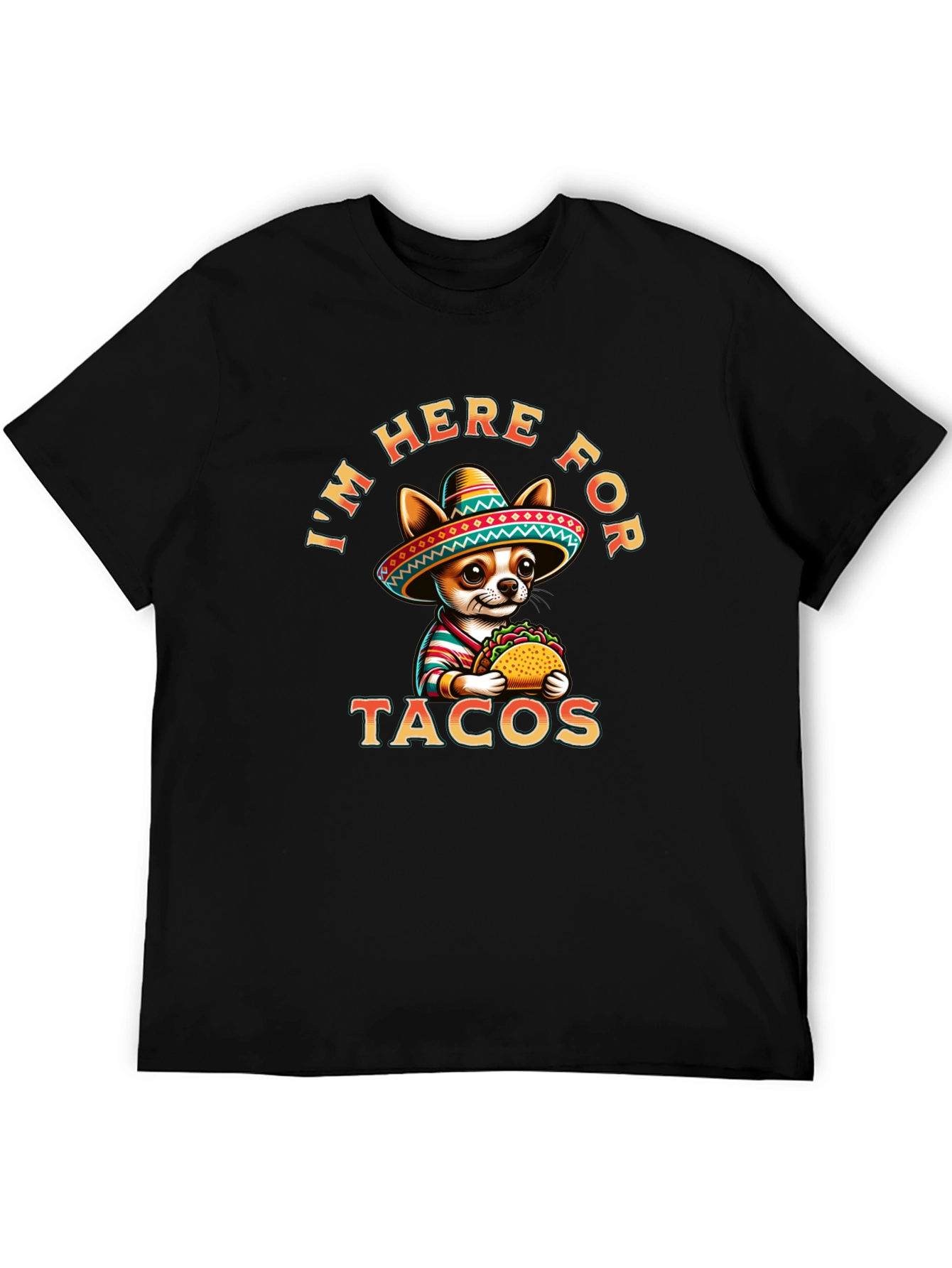 Black Tacos Chihuahua T-Shirt - I'm Here For Tacos Tee view 5