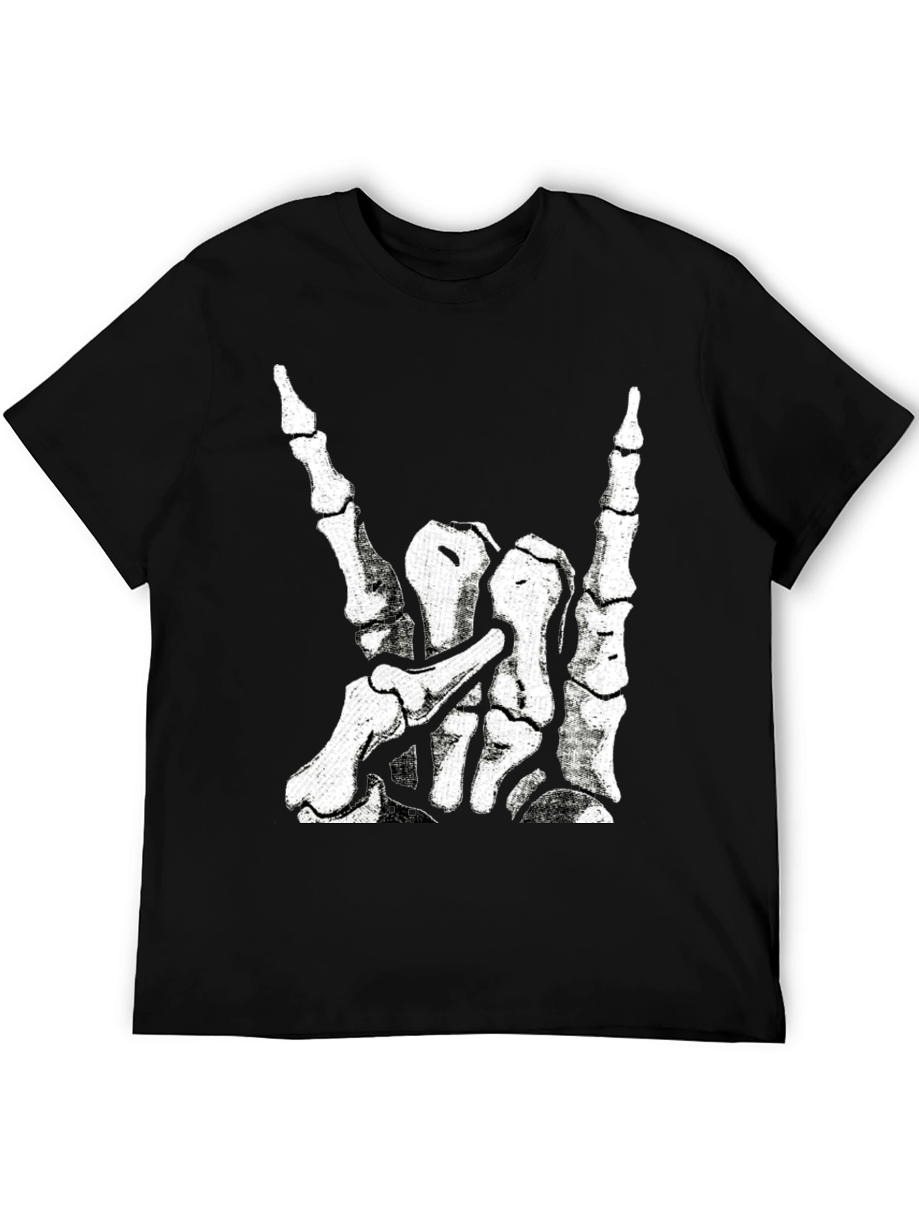 Black Rock On Skeleton Hand Graphic Tee view 5