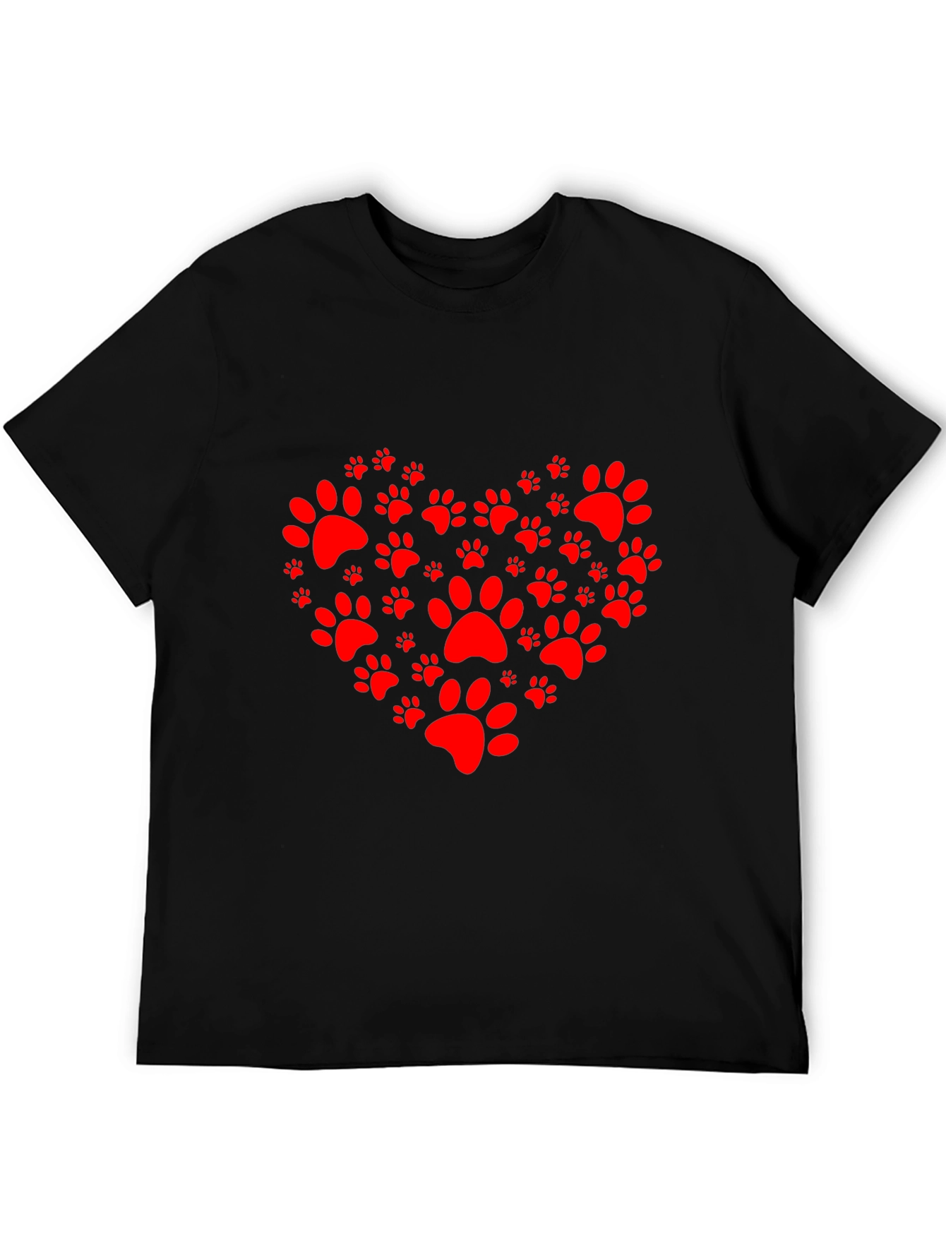Black Heart Paw Print Tee - Pet Lover T-Shirt view 5