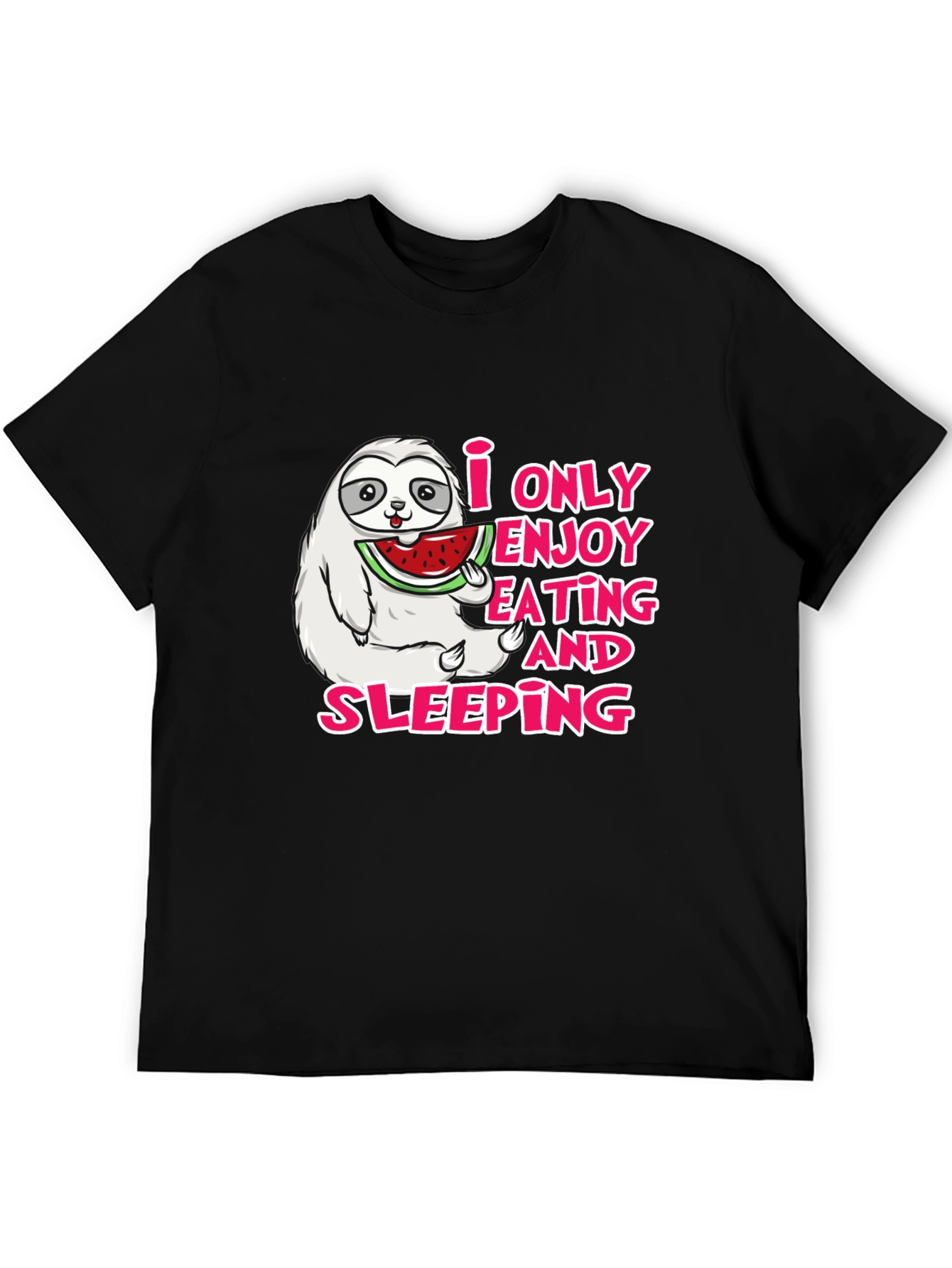 Black Sloth Eating Watermelon Graphic Tee - Enjoy Eating and Sleeping view 5