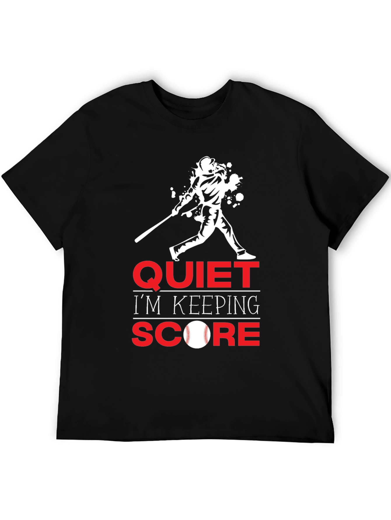 Black Quiet I'm Keeping Score Baseball T-Shirt view 5