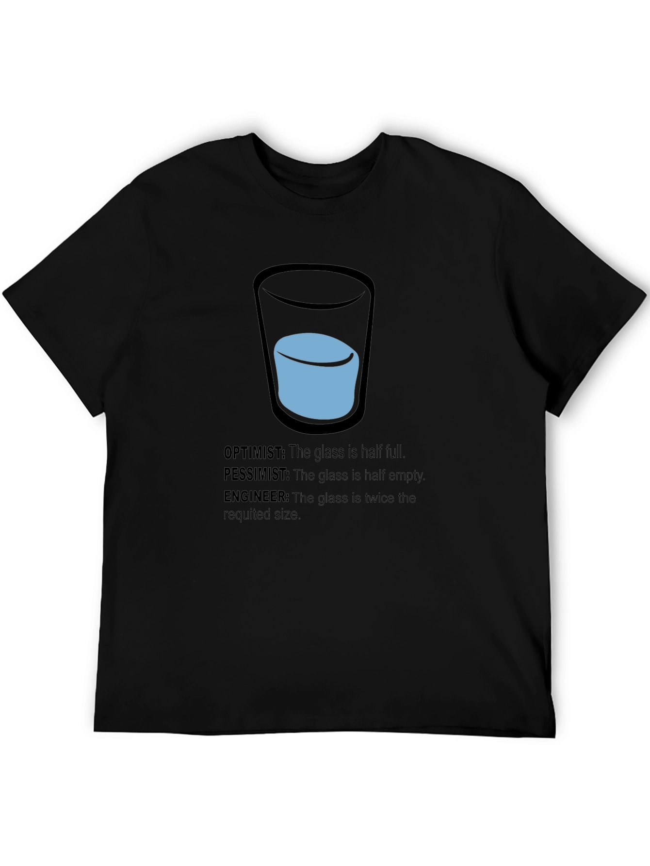 Black Engineer Optimist Pessimist Funny T-Shirt view 5