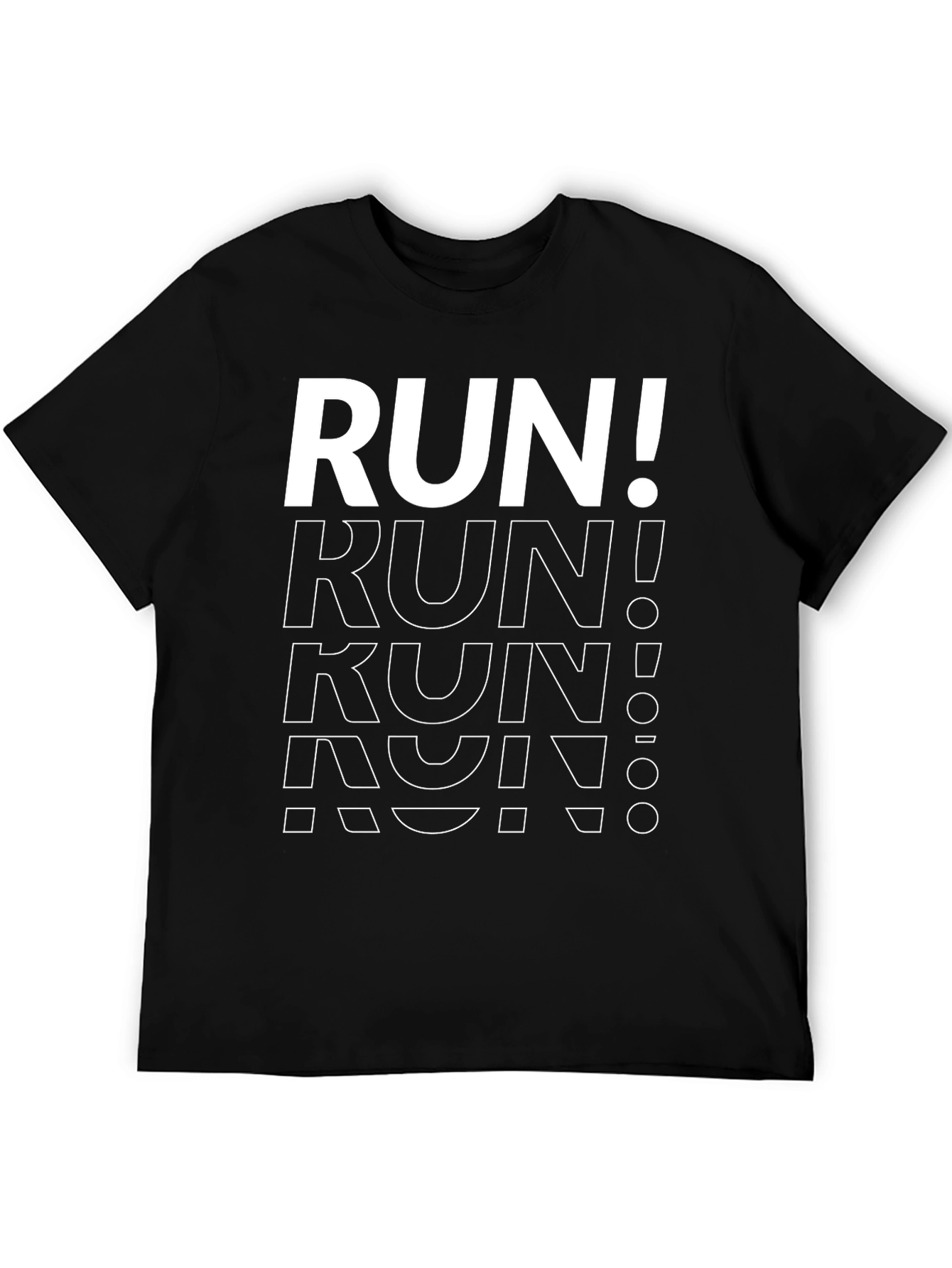 Black Men's Black RUN! Graphic Print T-Shirt view 5
