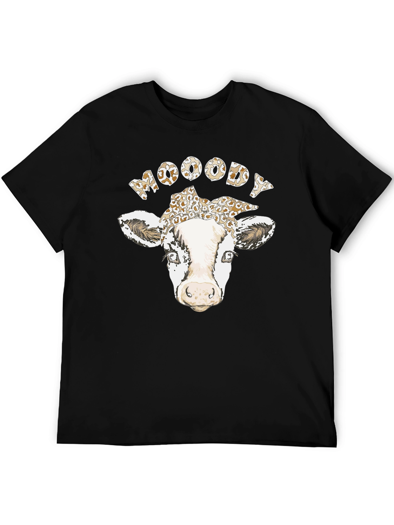Black Moody Cow Graphic T-Shirt - Unisex Cotton Tee view 5