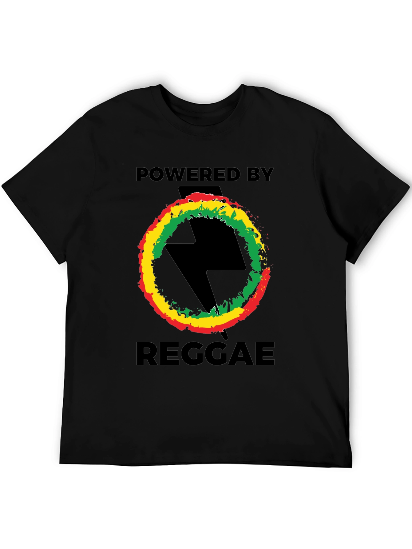 Black Powered By Reggae T-Shirt - Black view 5