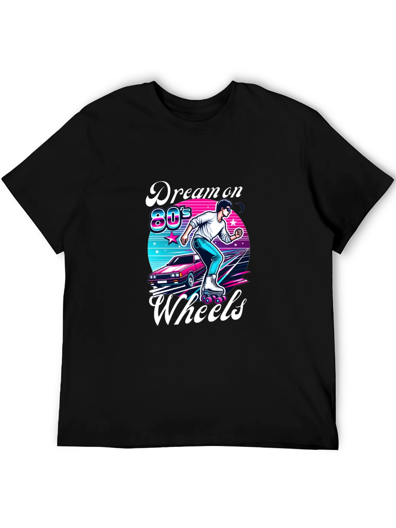 Black Retro 80s Roller Skating T-Shirt view 5