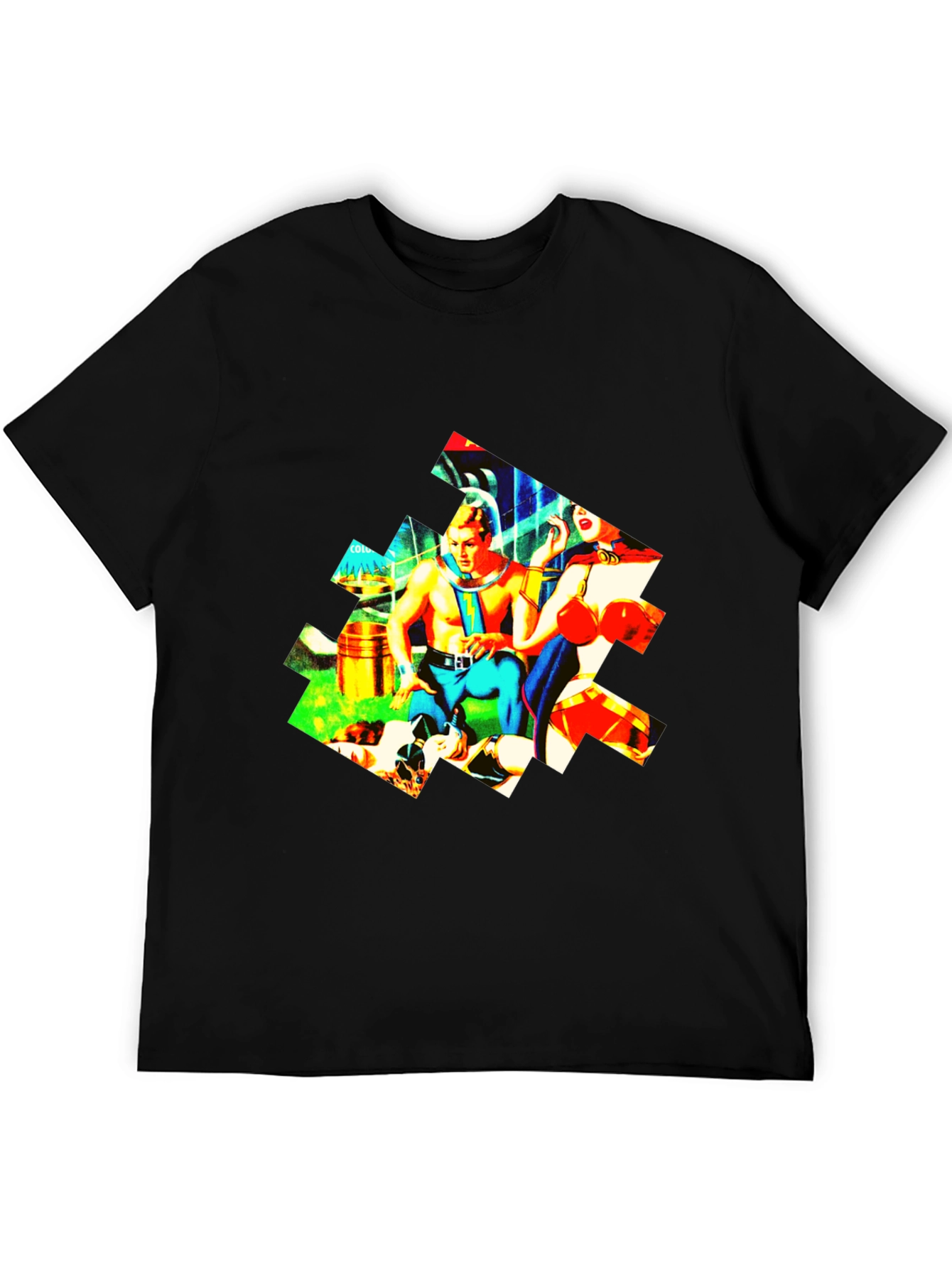Black Retro Sci-Fi T-Shirt - Colorful Graphic Tee view 5