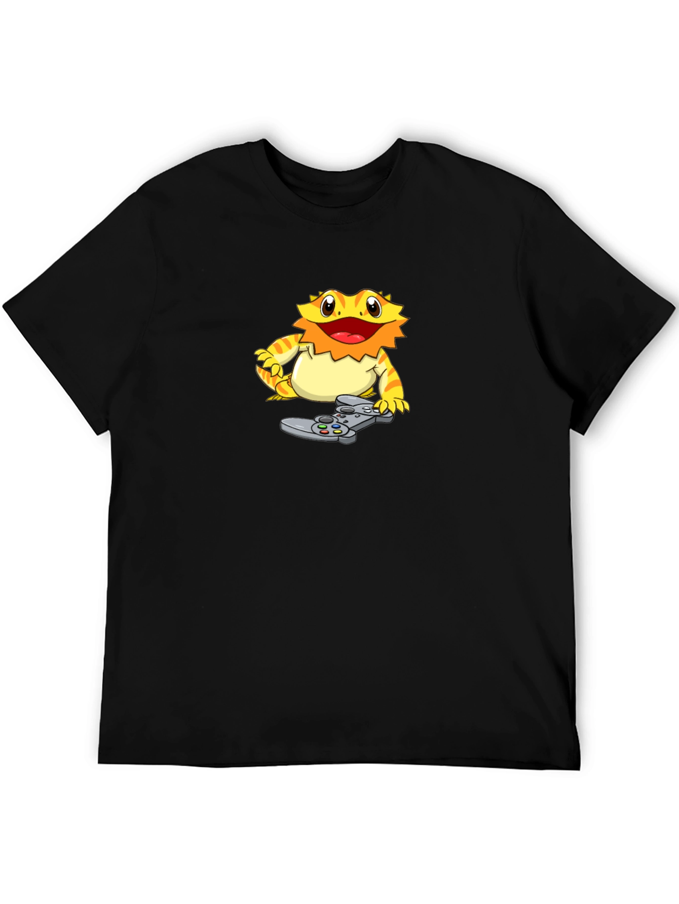 Black Gamer Lizard Graphic T-Shirt - Cool Black Tee view 5