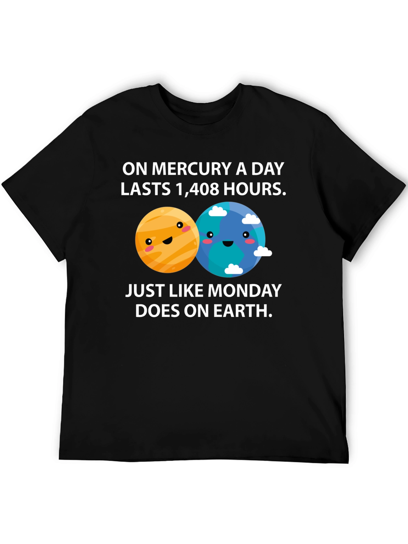 Black Funny Planets Mercury Monday T-Shirt view 5