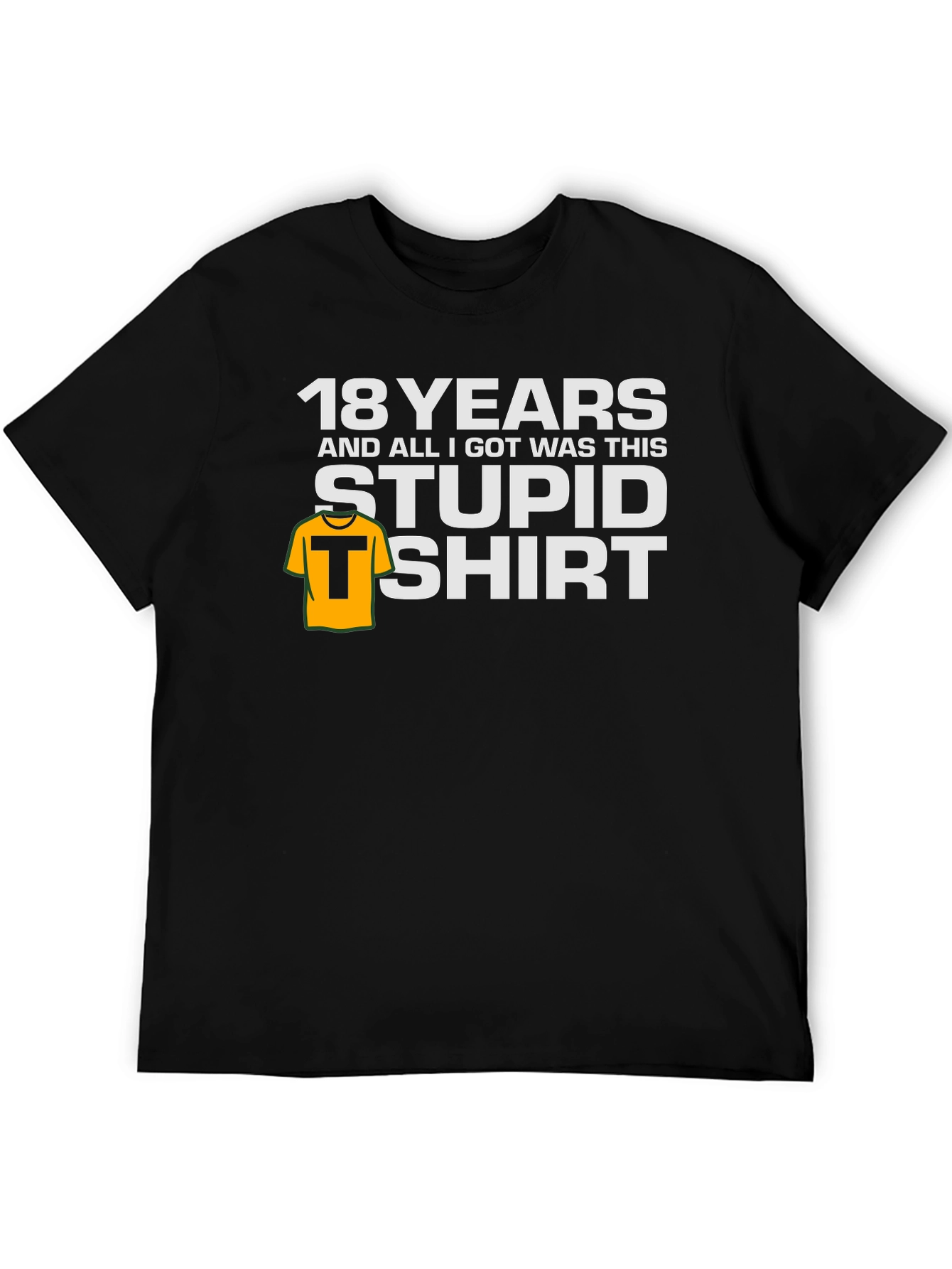 Black Funny 18 Years Stupid Shirt Black T-Shirt view 5
