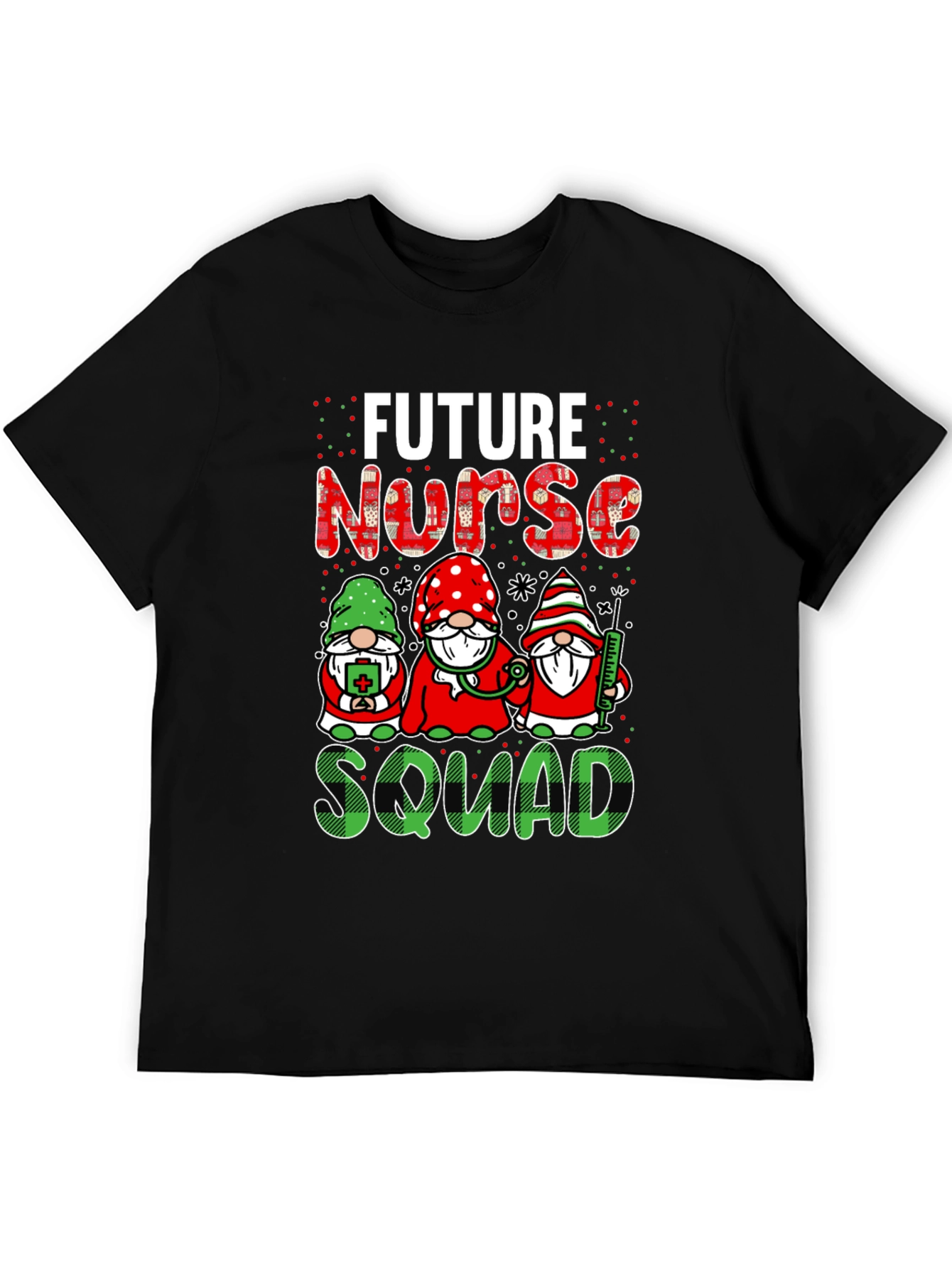 Black Future Nurse Squad T-Shirt Cute Gnomes Design view 5