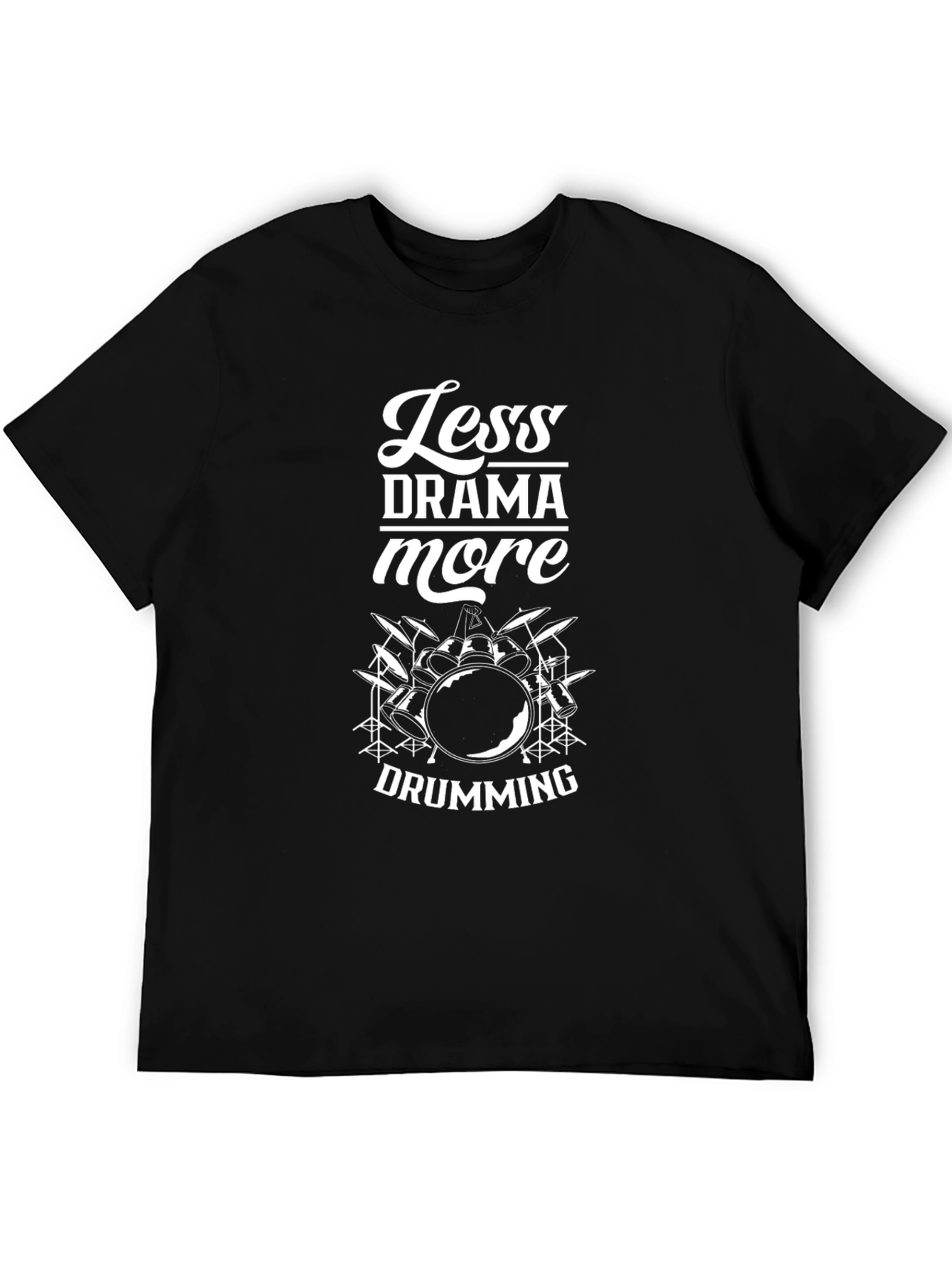 Black Less Drama More Drumming T-Shirt - Black view 5