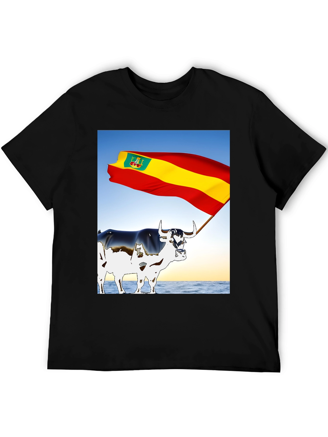 Black Spanish Bull Flag Graphic Tee view 5