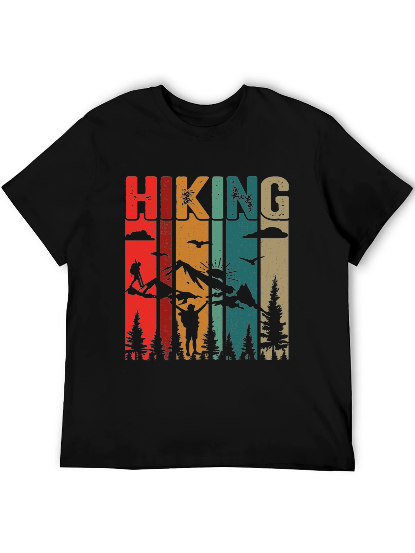 Black Retro Hiking Adventure T-Shirt view 5