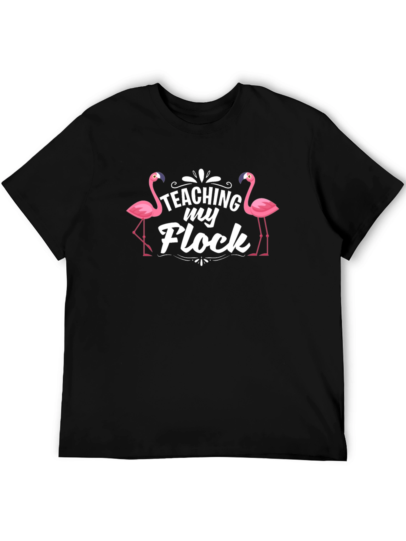 Black Teaching My Flock Flamingo T-Shirt view 5