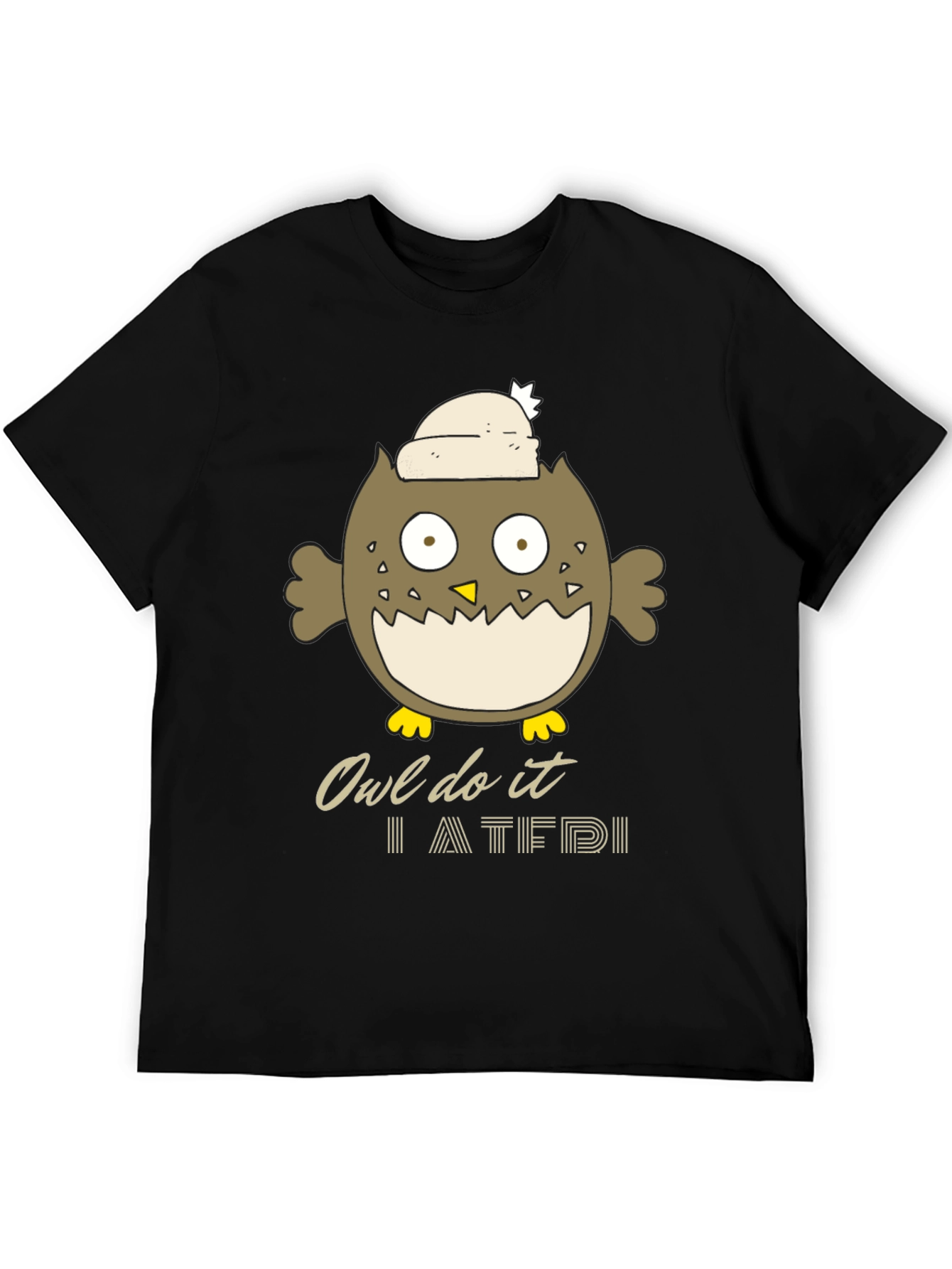 Black Owl Do It T-Shirt - Funny Cartoon Tee view 5