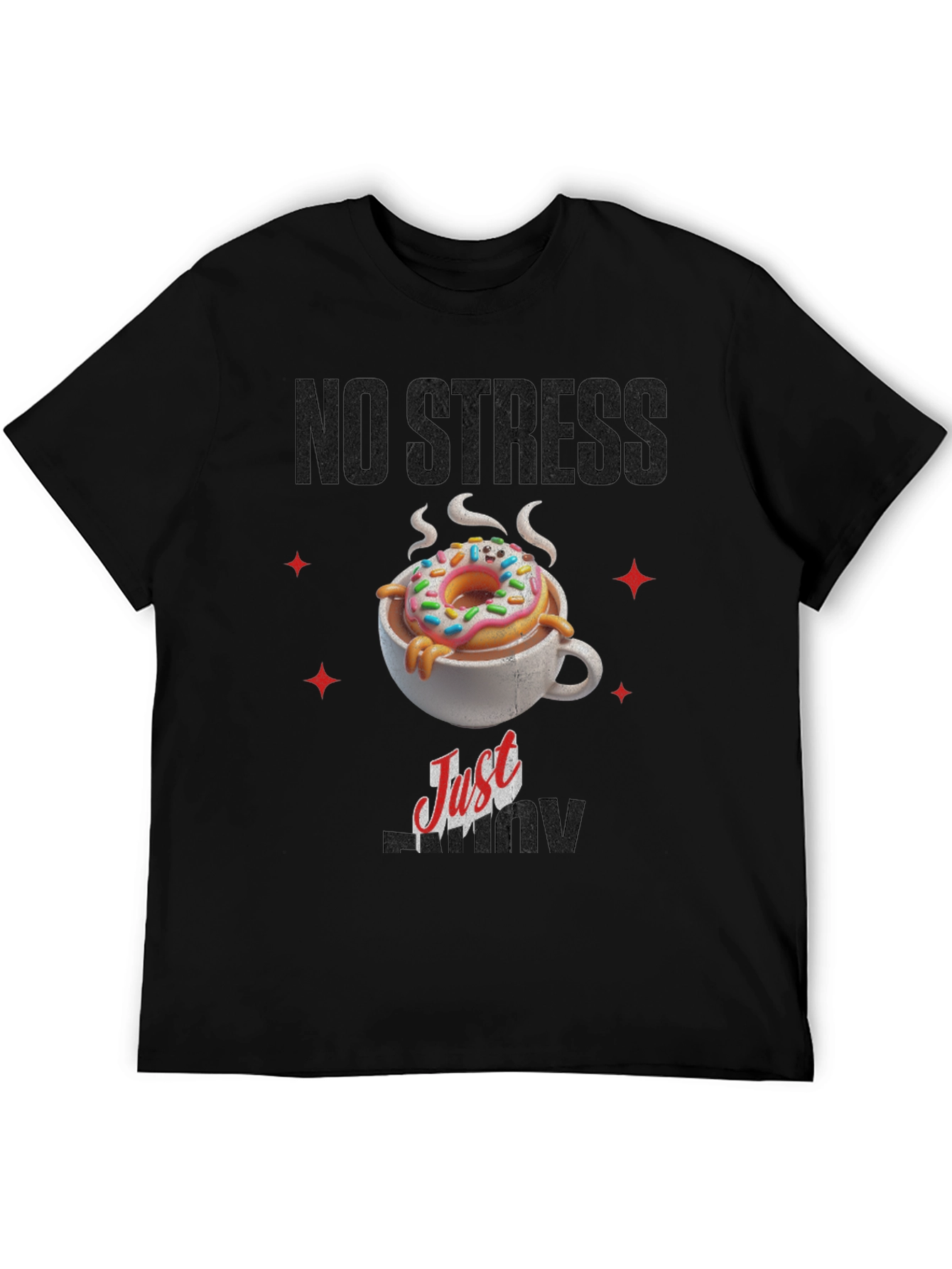 Black No Stress Just Donut T-Shirt view 5