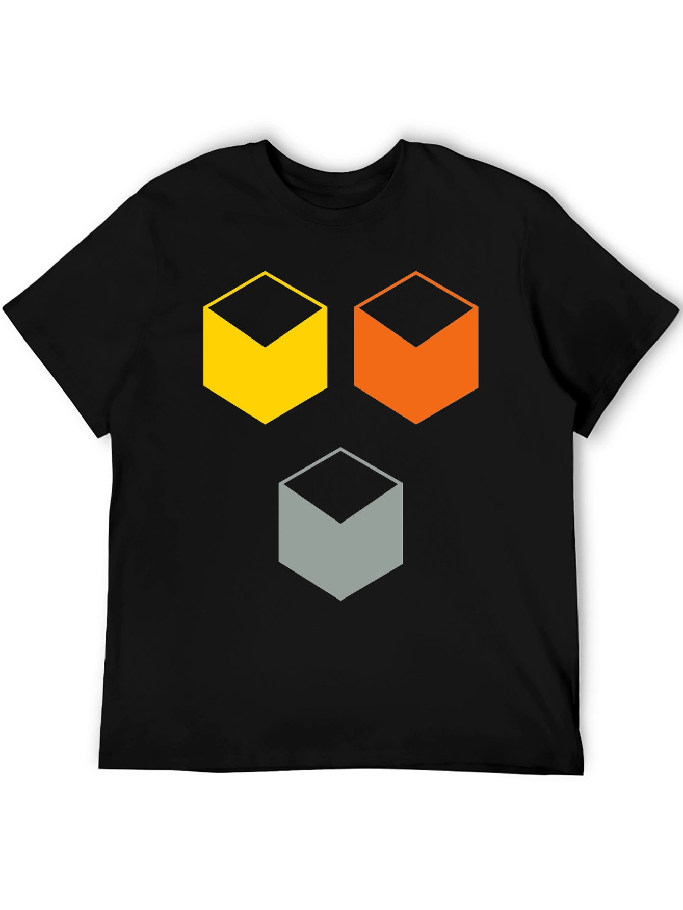 Black Geometric Cube T-Shirt - Modern Abstract Design view 5