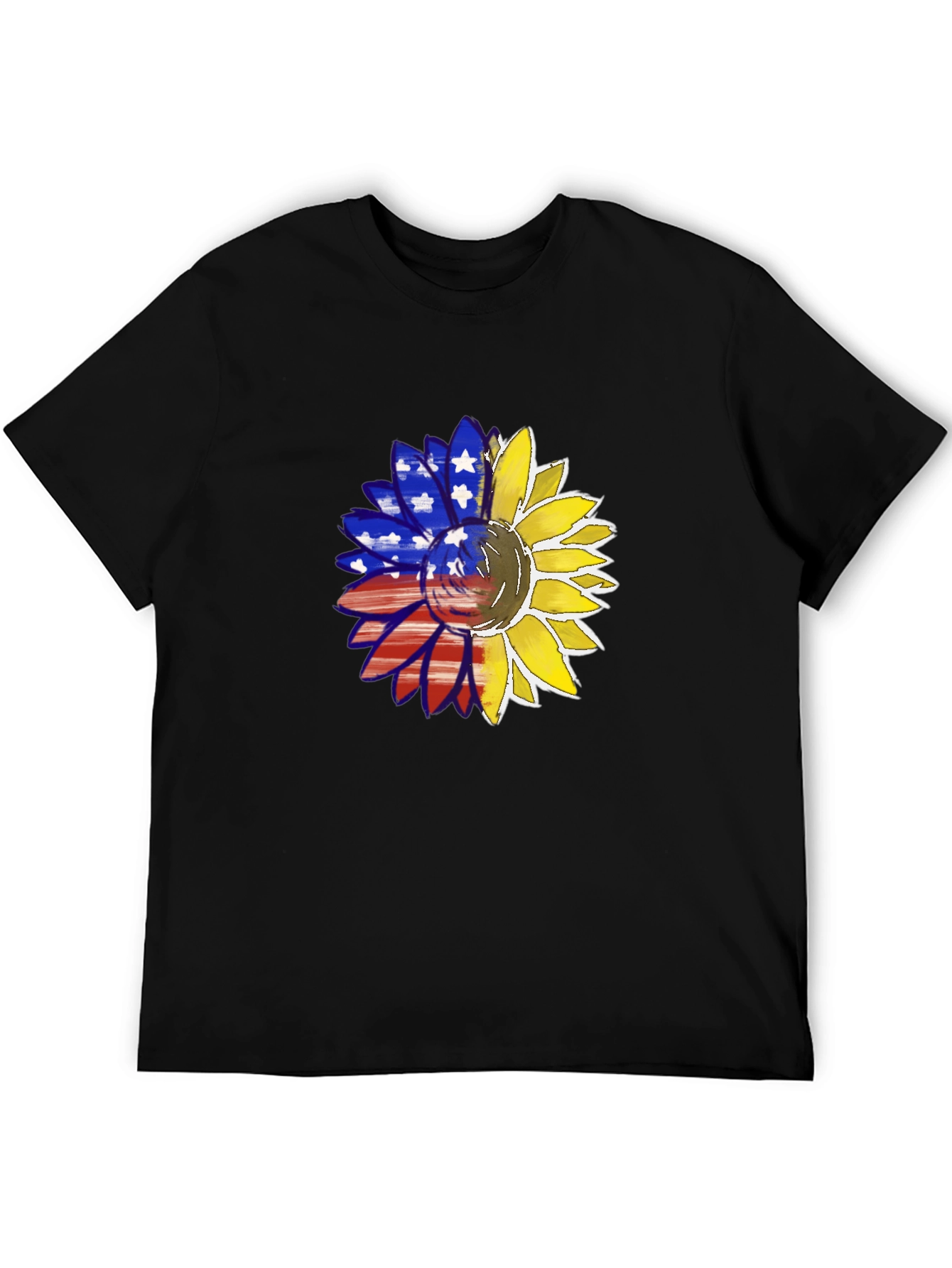Black Patriotic Sunflower Graphic T-Shirt view 5