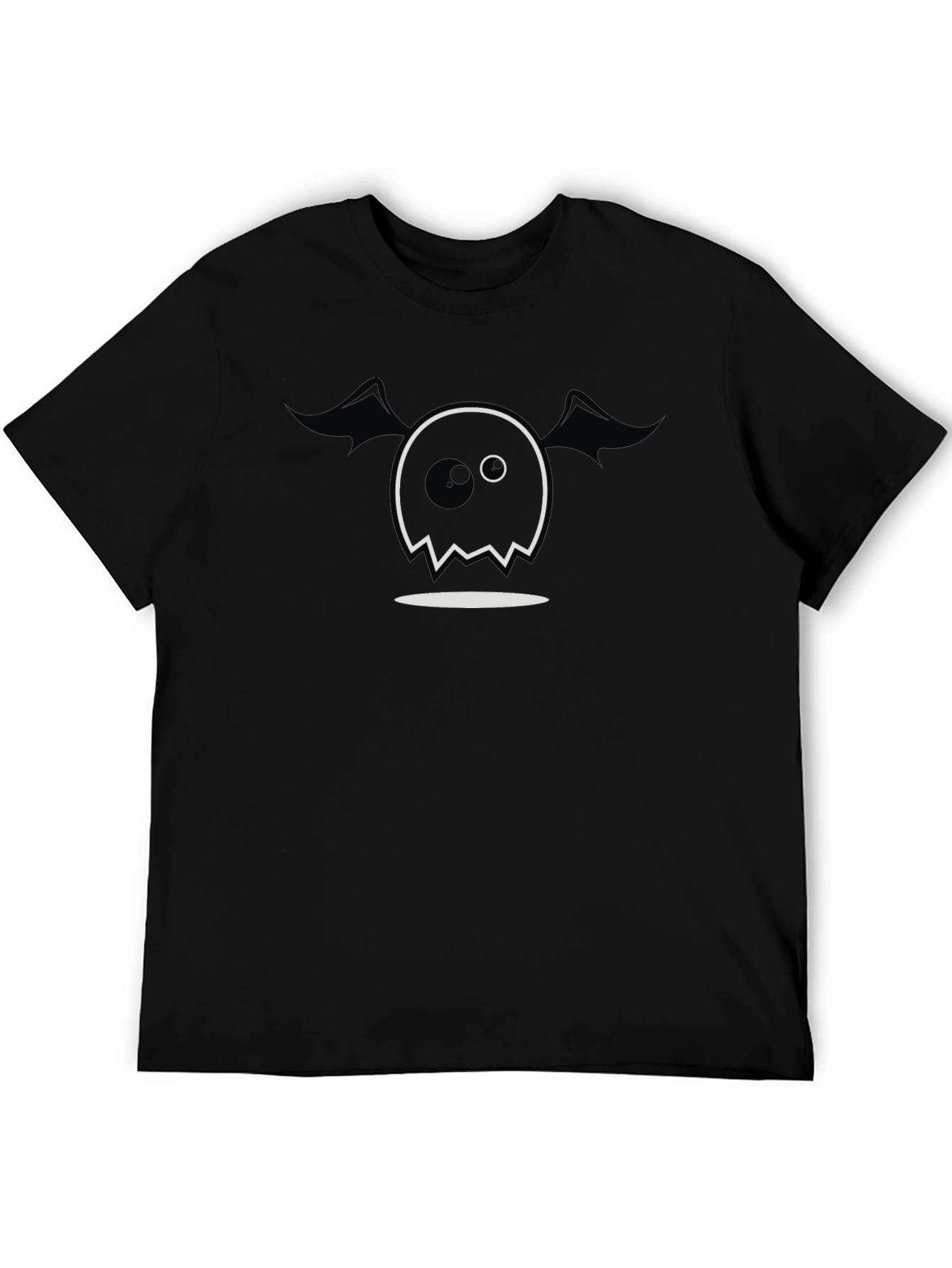 Black Spooky Cute Ghost Graphic Tee - Black Cotton Blend view 5