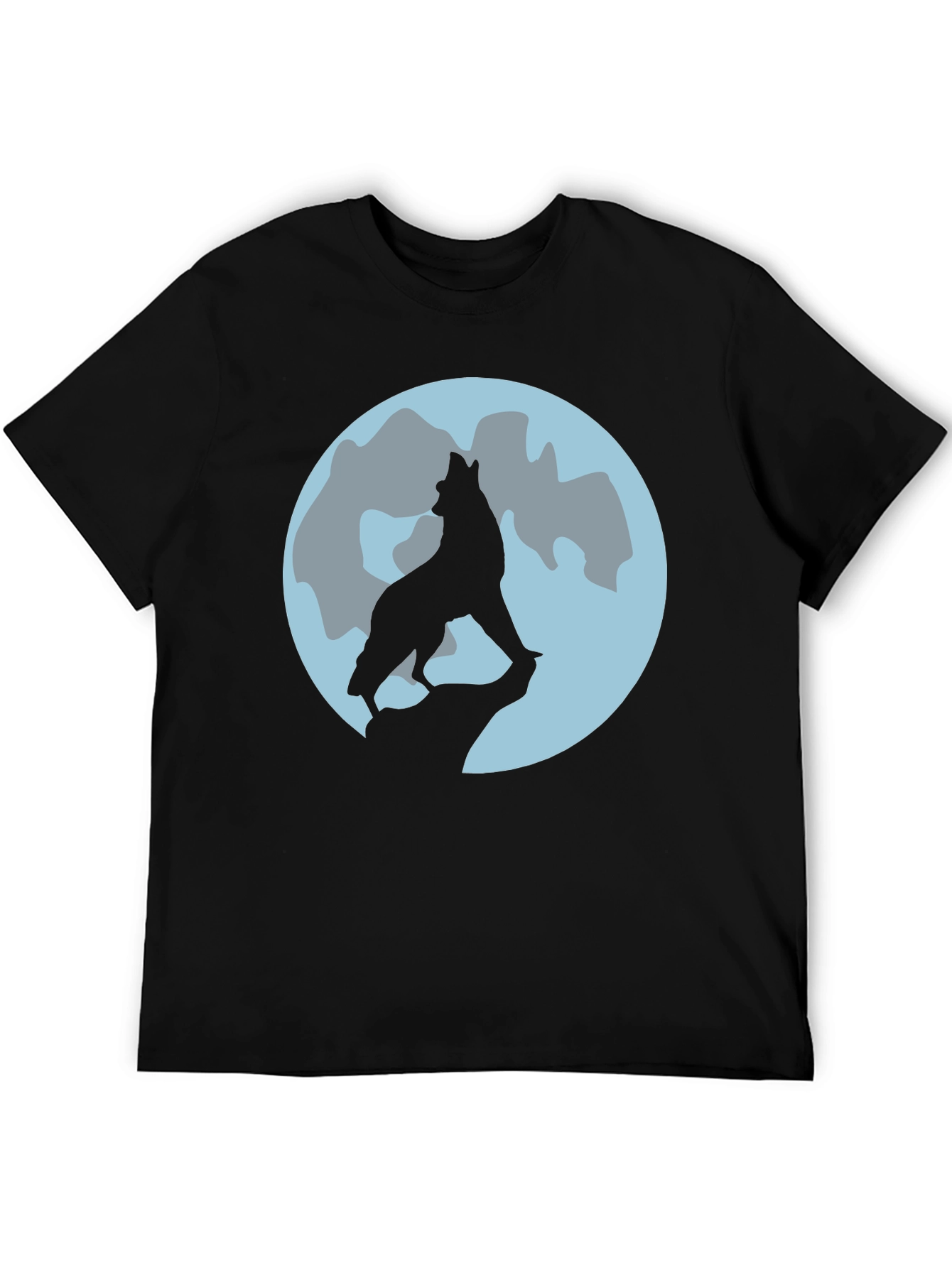 Black Wolf Moon Graphic Tee - Black Cotton T-Shirt view 5