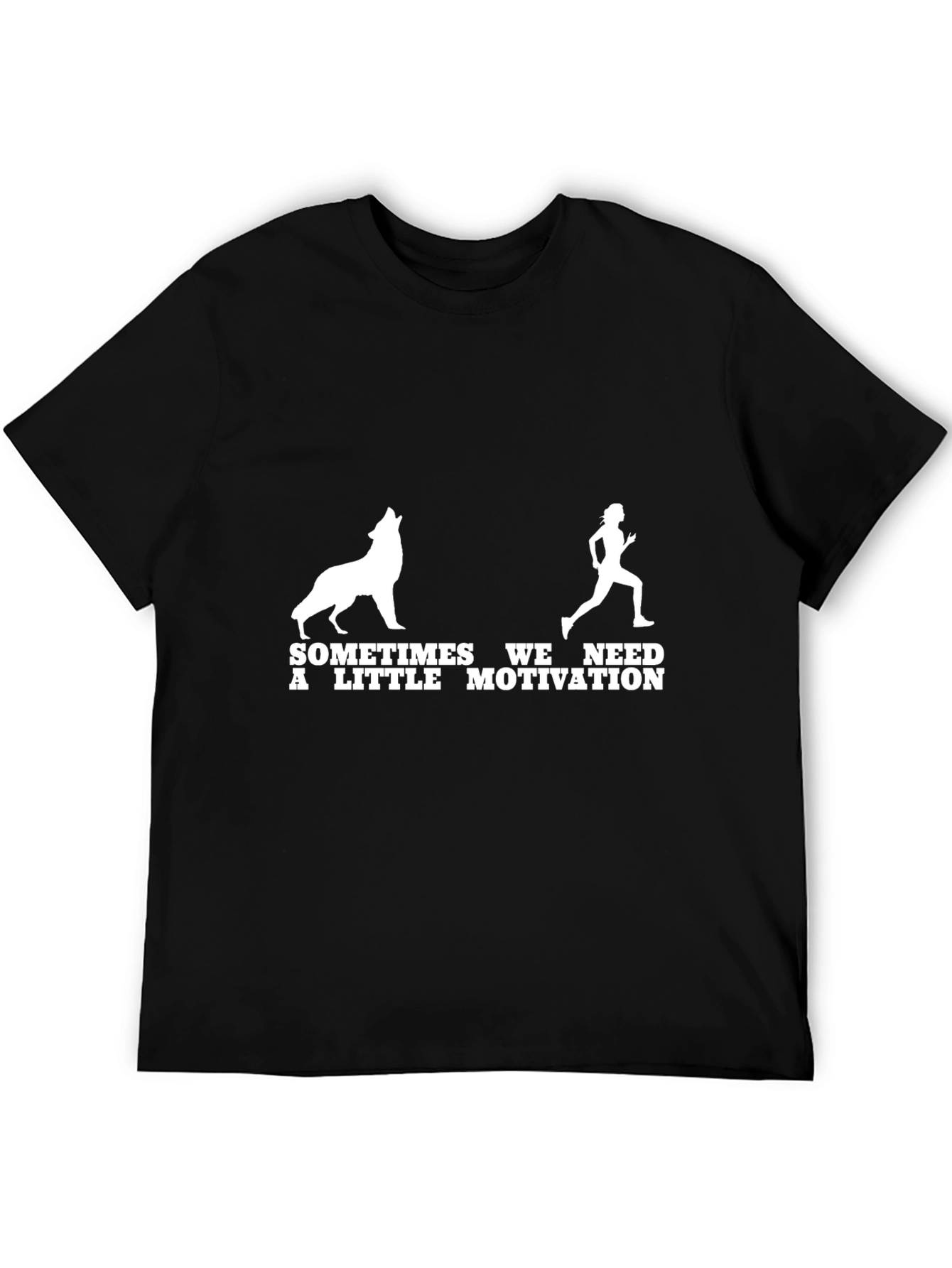 Black Motivation Graphic Tee - Wolf & Runner Design view 5