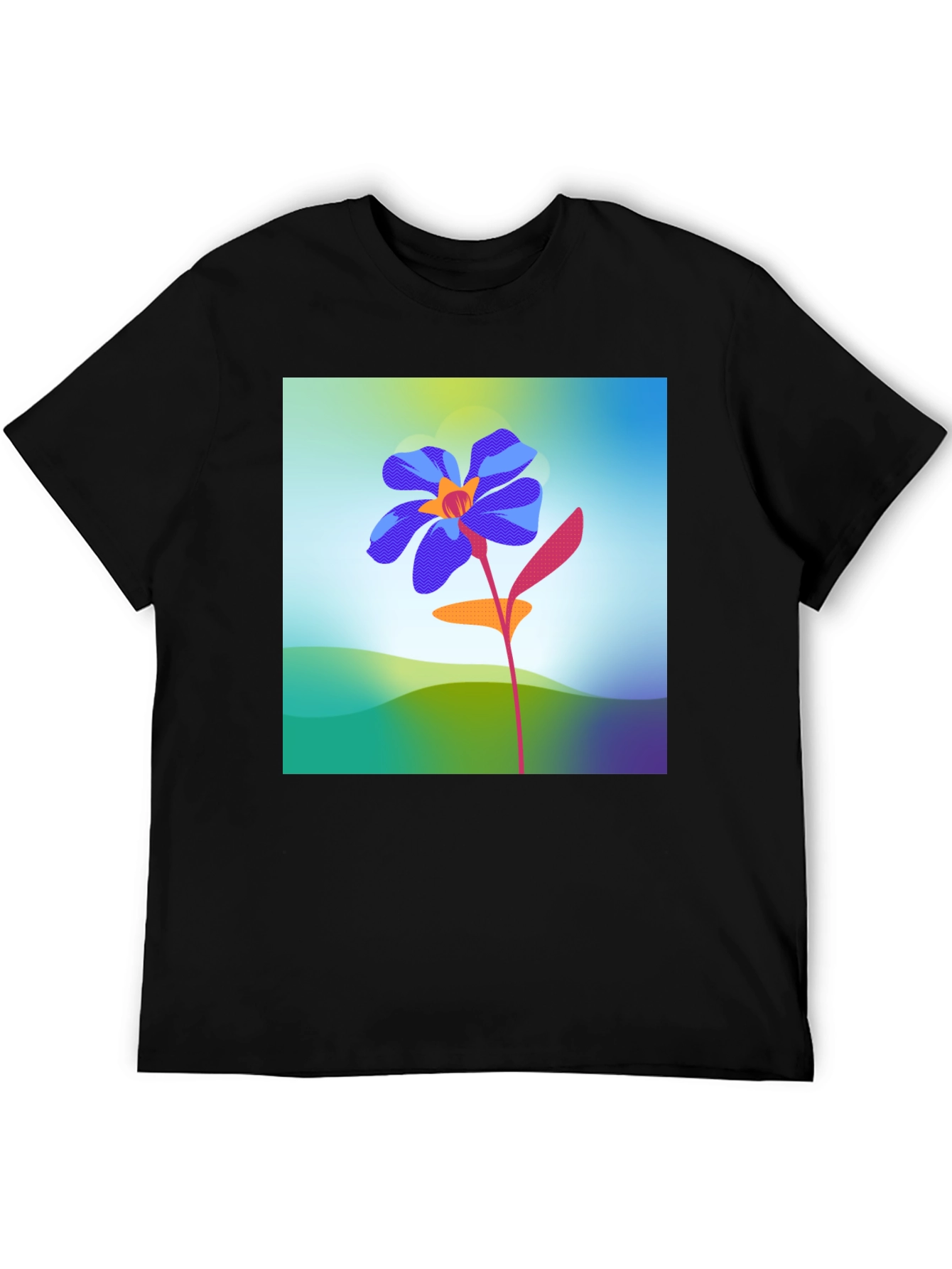 Black Floral Graphic Print Black T-Shirt view 5