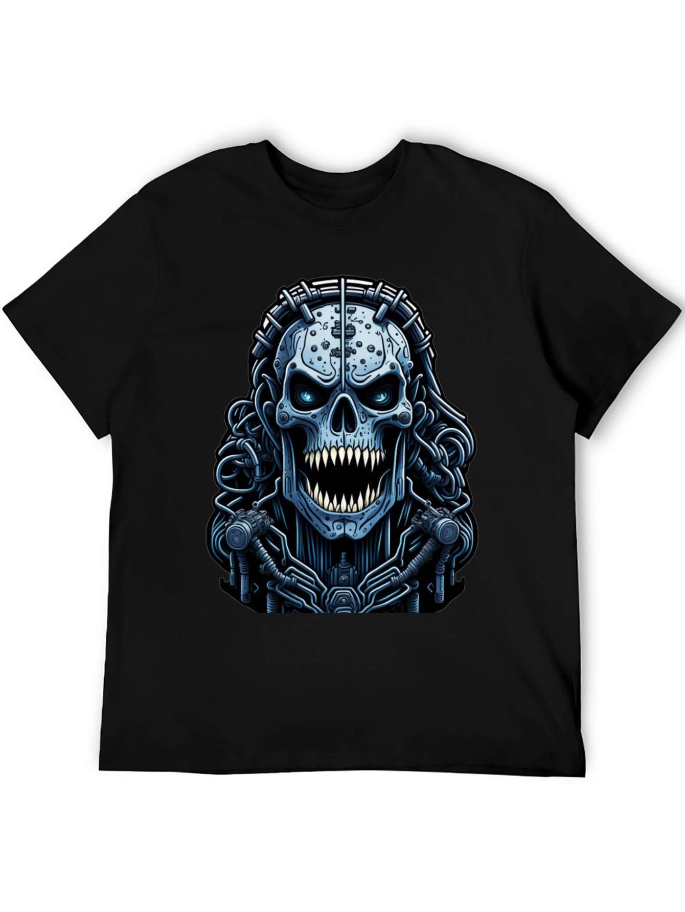 Black Cyberpunk Skull Graphic Tee - Unique Dark Apparel view 5