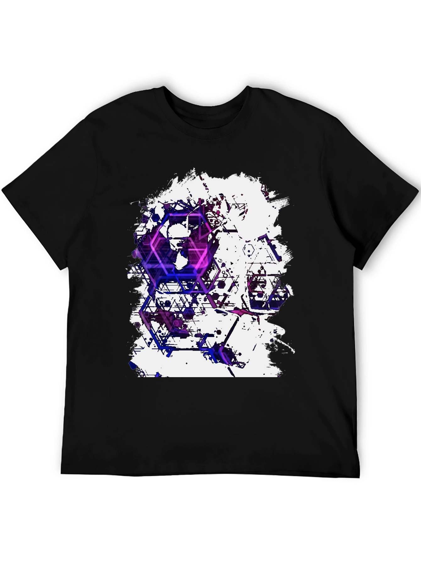 Black Geometric Skull T-Shirt - Artistic Graphic Tee view 5