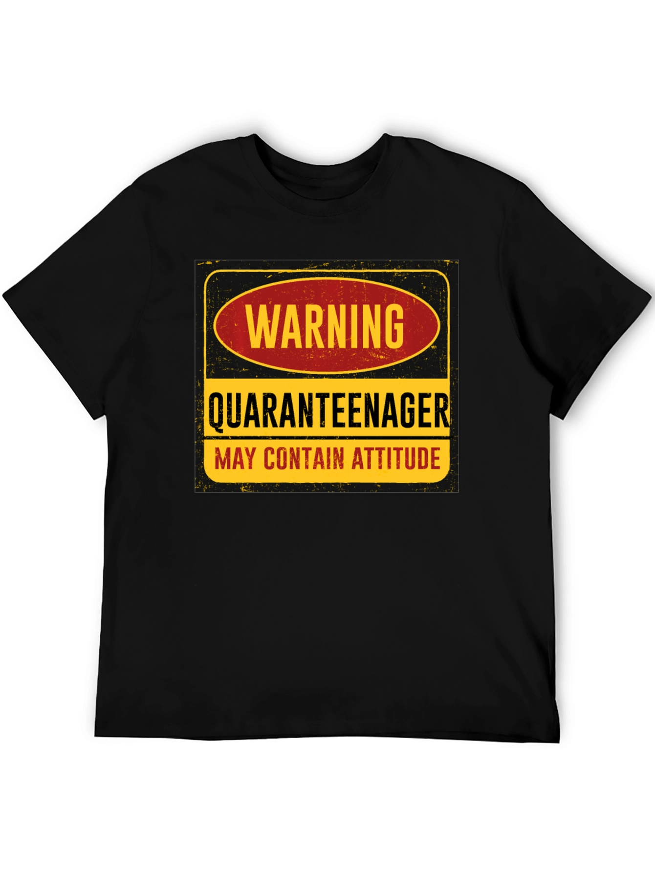 Black Warning Quaranteenager T-Shirt - May Contain Attitude view 5