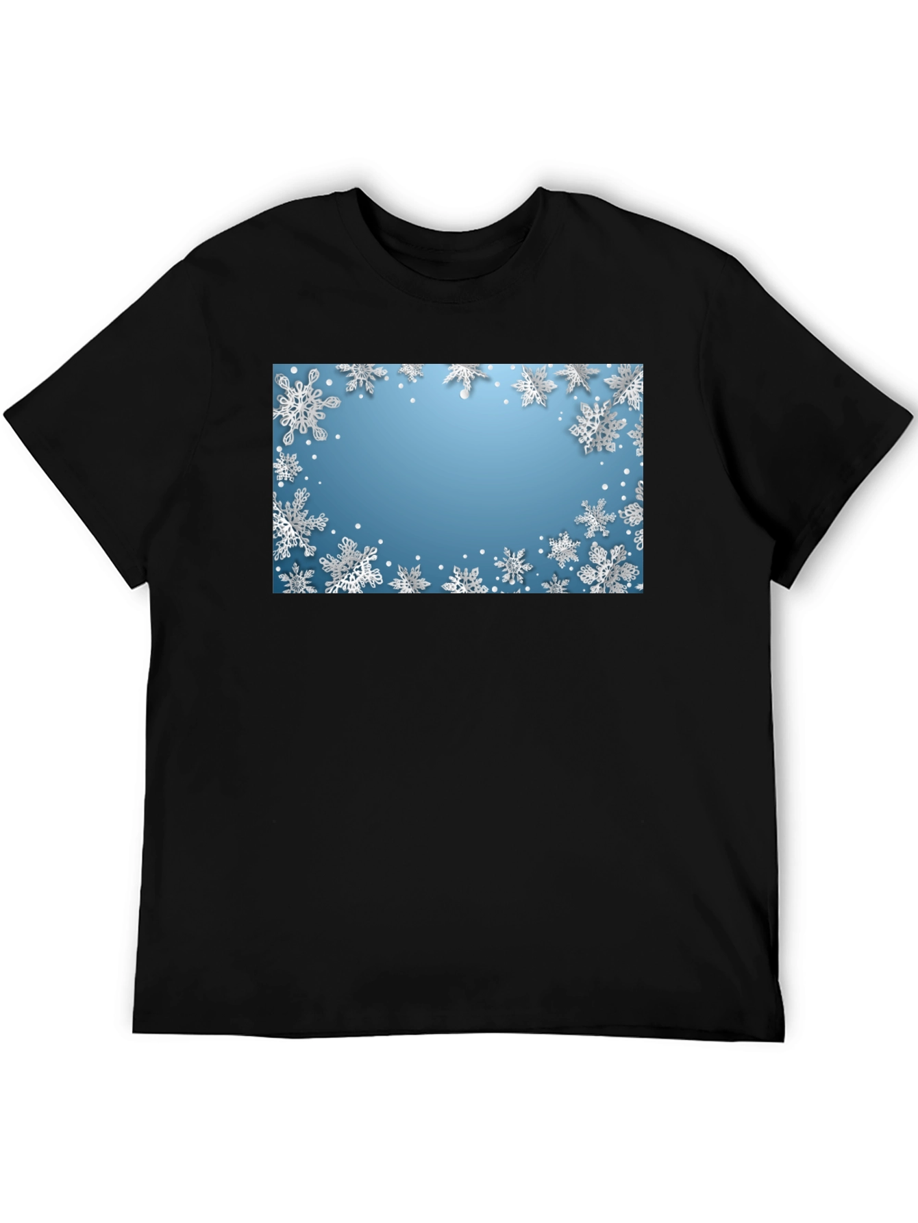 Black Snowflake Graphic Tee - Winter Holiday Shirt view 5