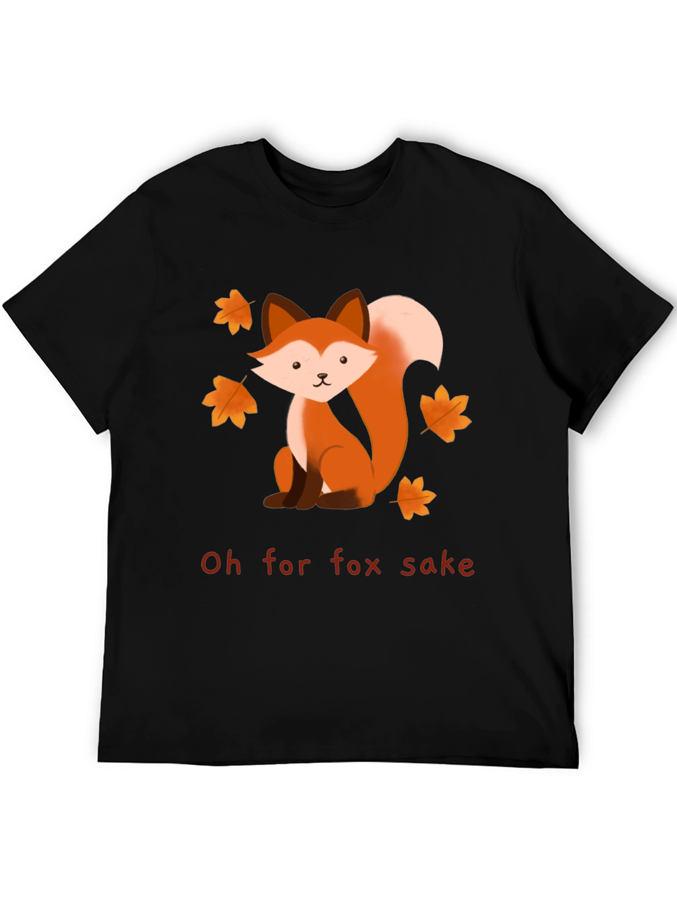 Black Oh For Fox Sake T-Shirt - Cute Cartoon Fox Graphic Tee view 5