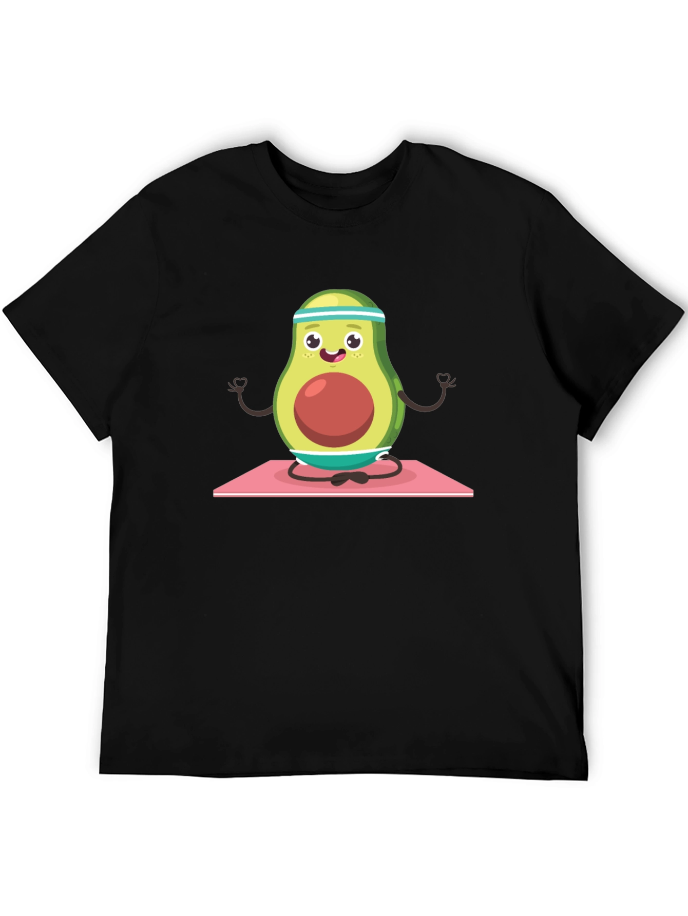 Black Yoga Avocado Men's T-Shirt - Meditating Fruit Tee view 5