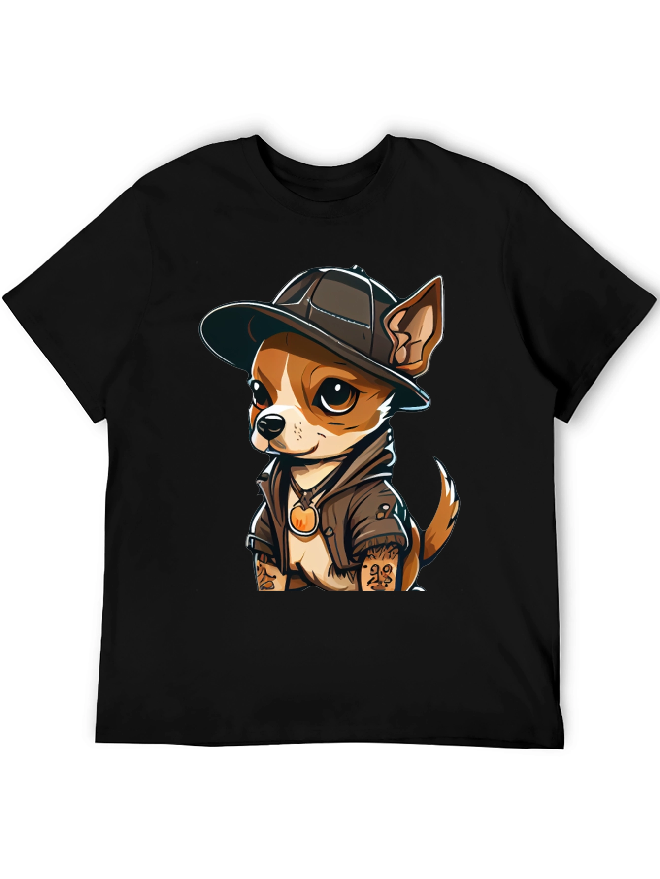 Black Cool Chihuahua Graphic T-Shirt view 5