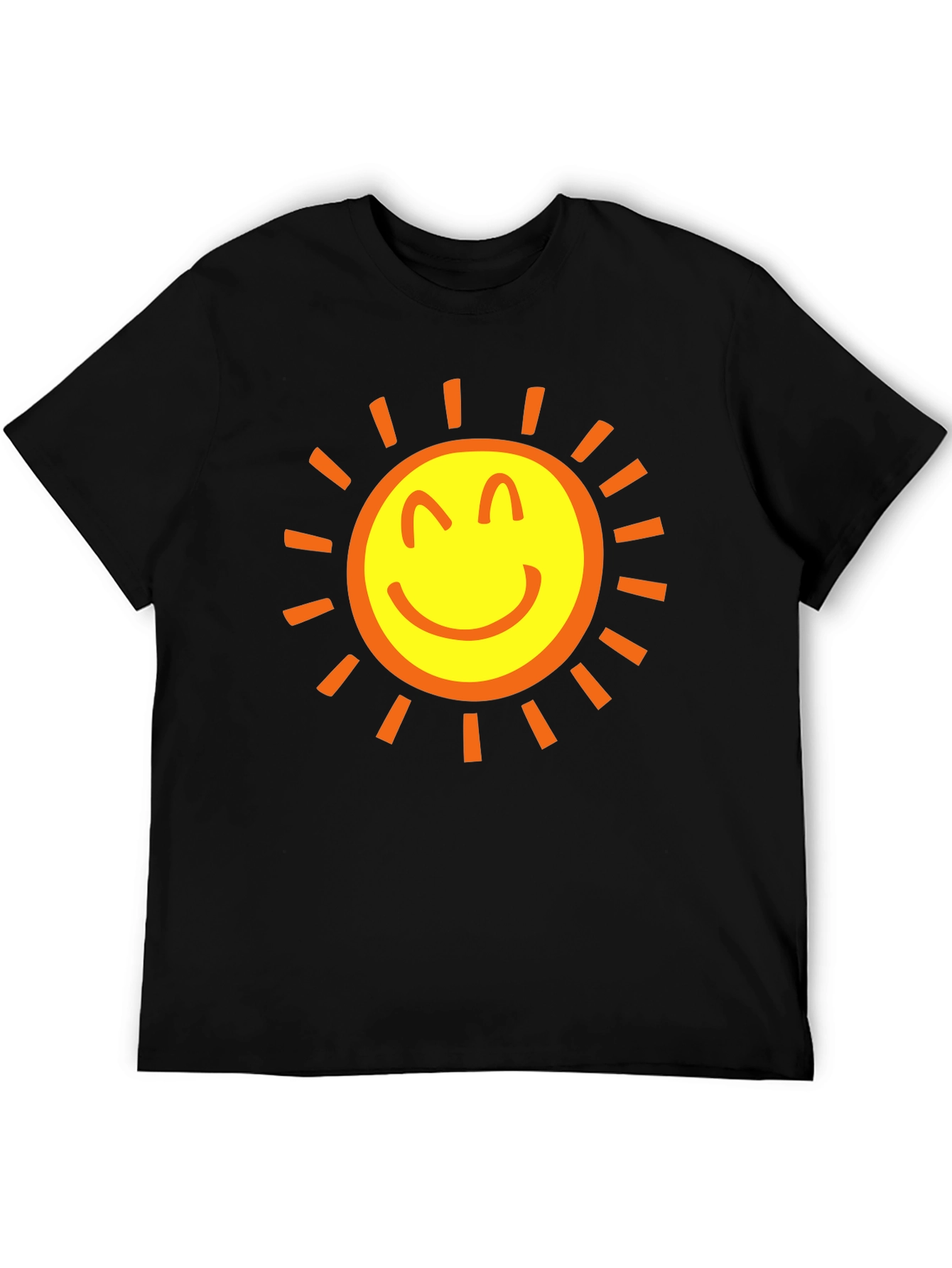 Black Happy Sun Graphic Tee - Black Cotton T-Shirt view 5