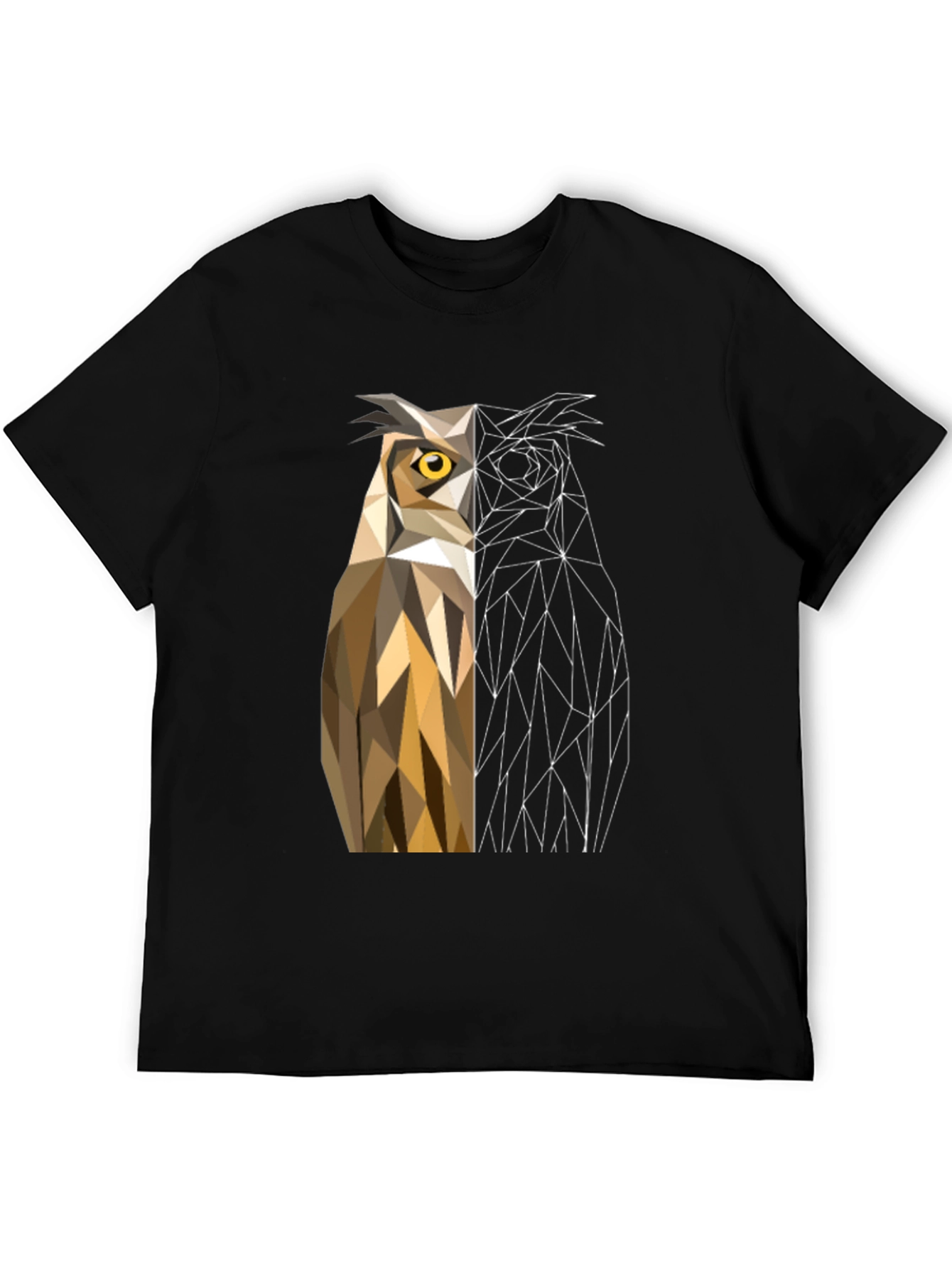 Black Geometric Owl Graphic Tee - Modern Design view 5