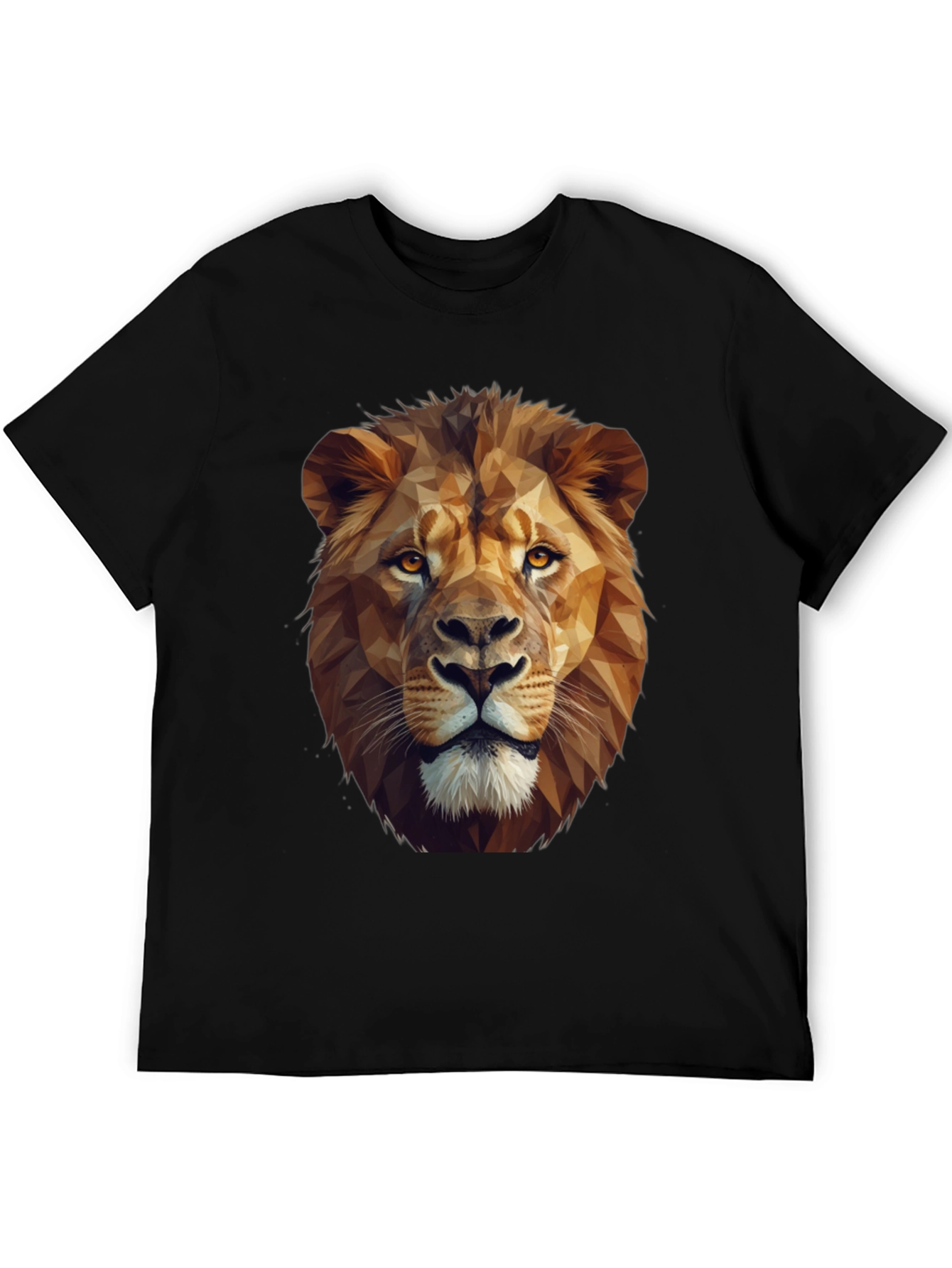 Black Geometric Lion Graphic Tee - Black Short Sleeve Shirt view 5