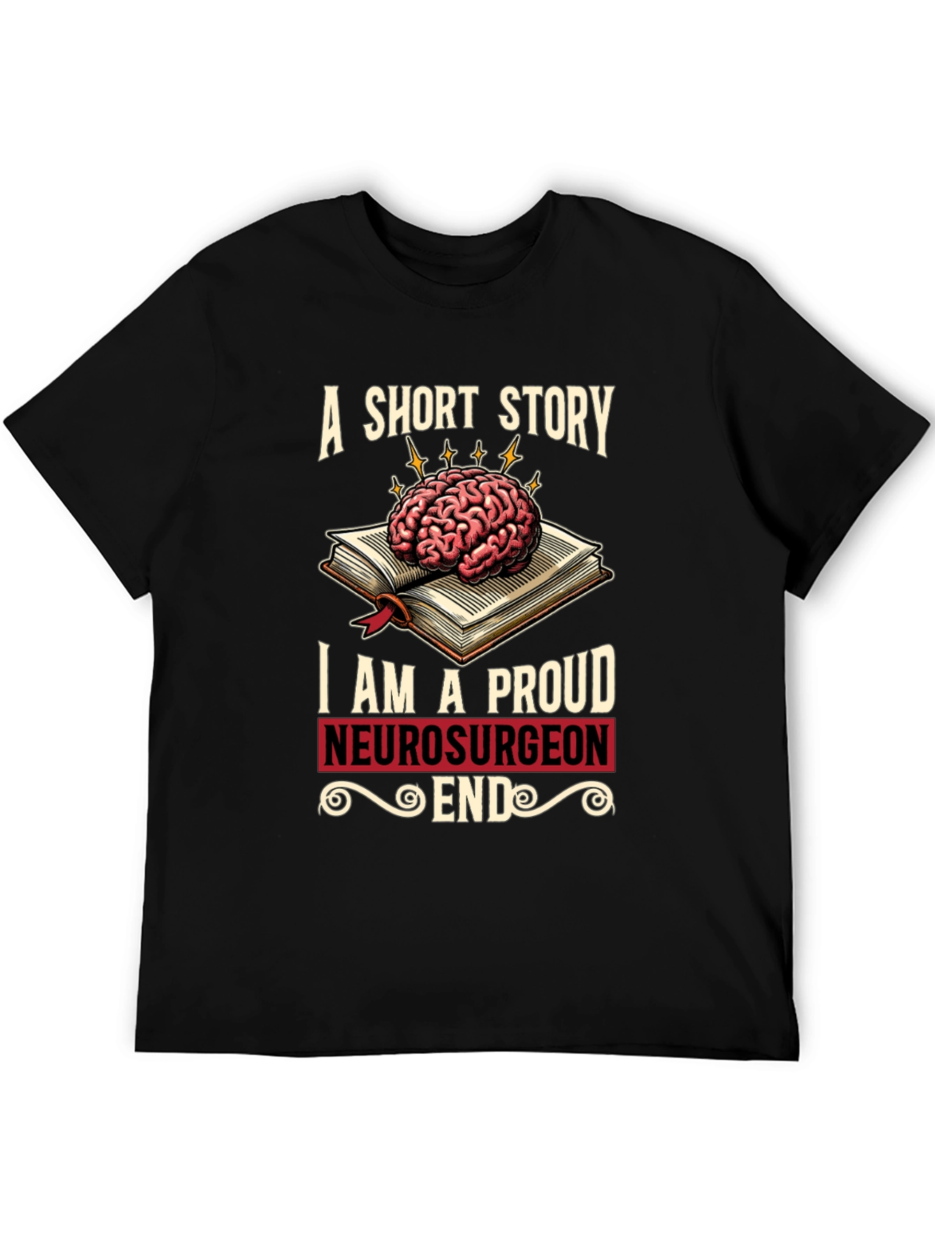 Black Proud Neurosurgeon Brain Book T-Shirt view 5