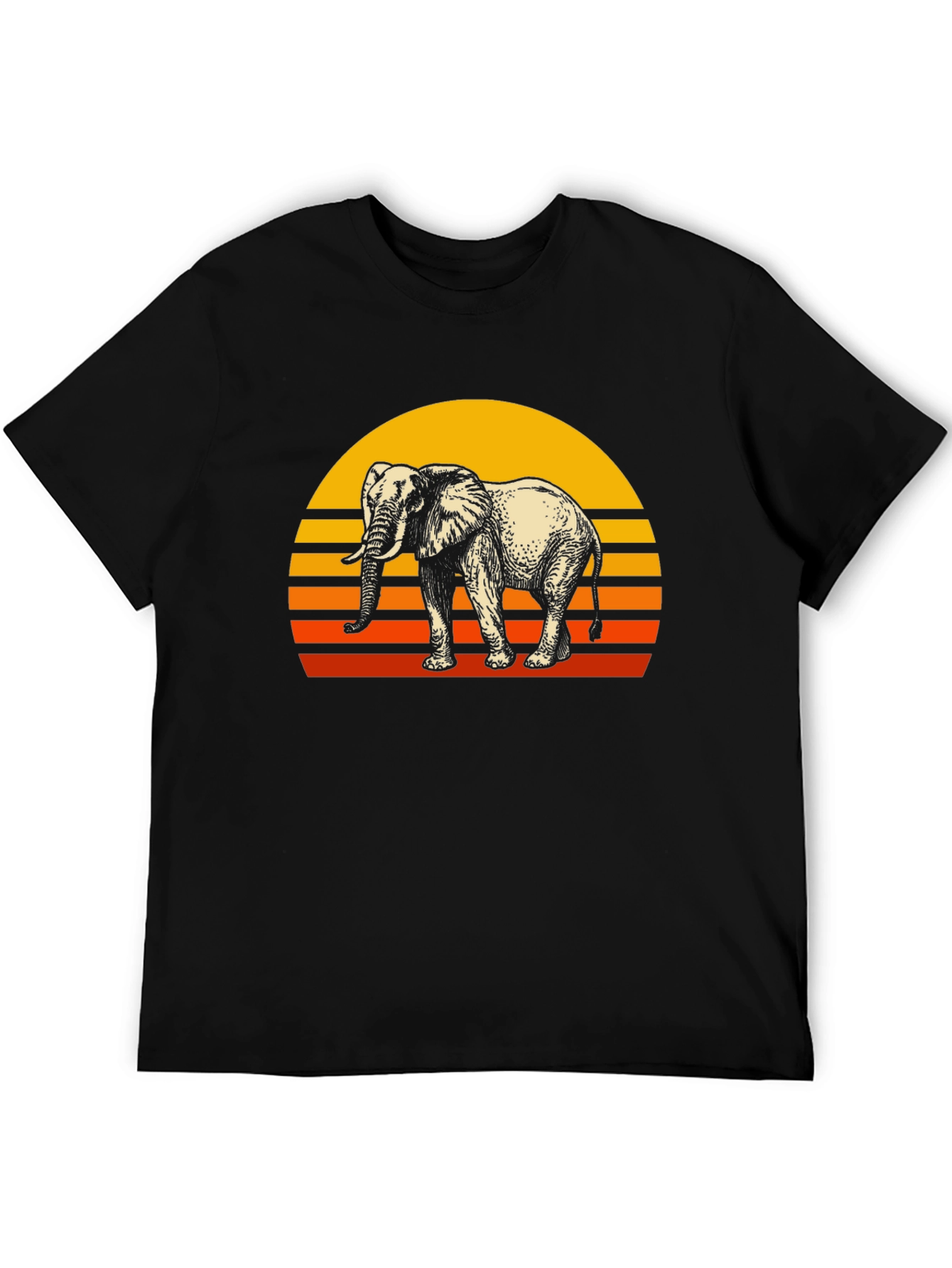 Black Elephant Sunset Graphic Tee - Retro Style view 5