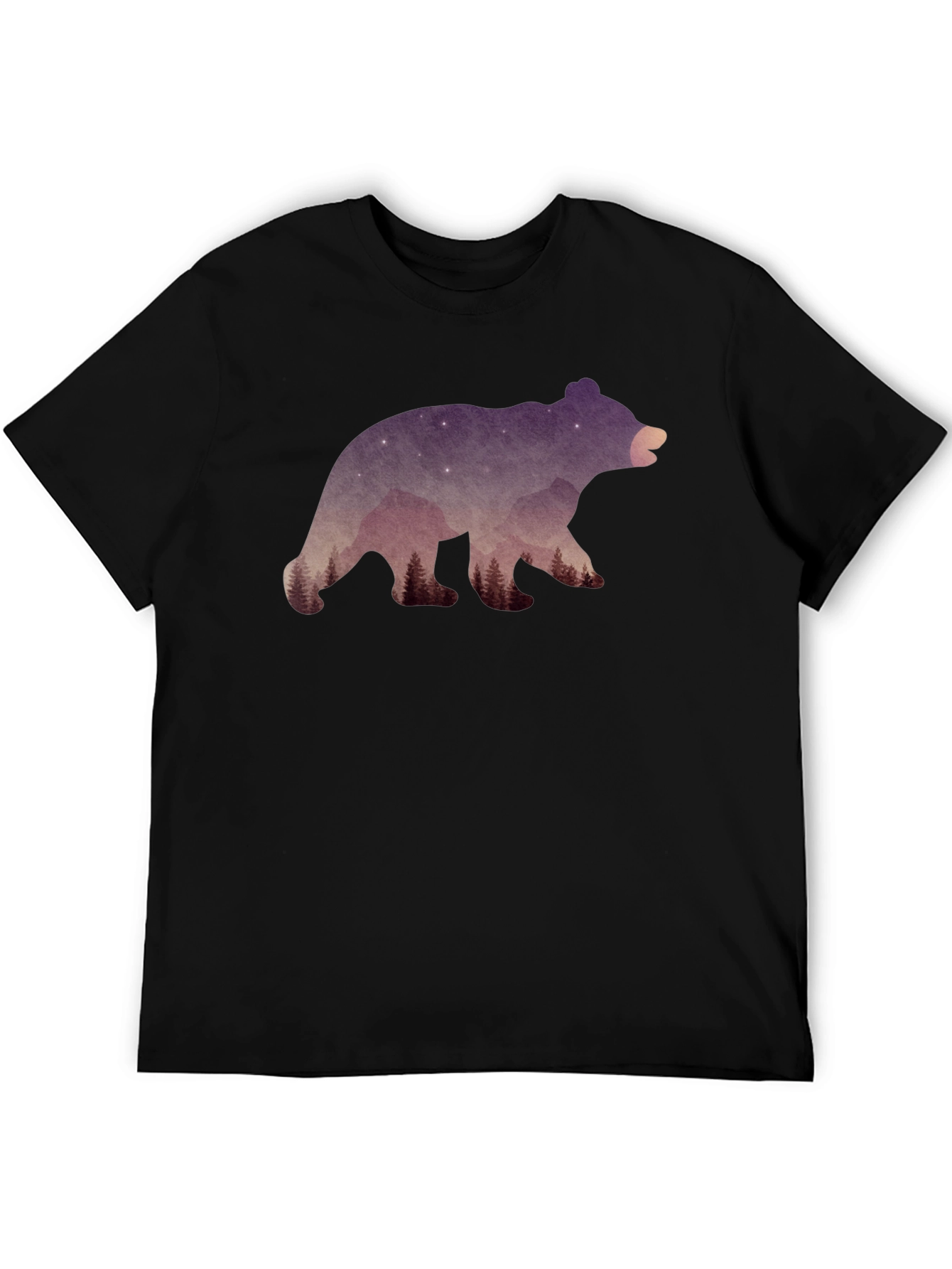 Black Nature Bear Graphic T-Shirt - Black view 5