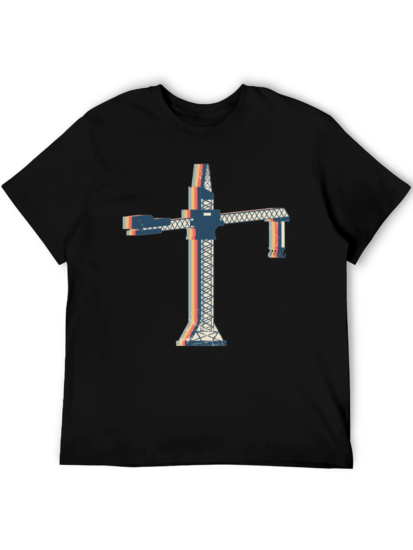 Black Retro Crane Graphic T-Shirt view 5