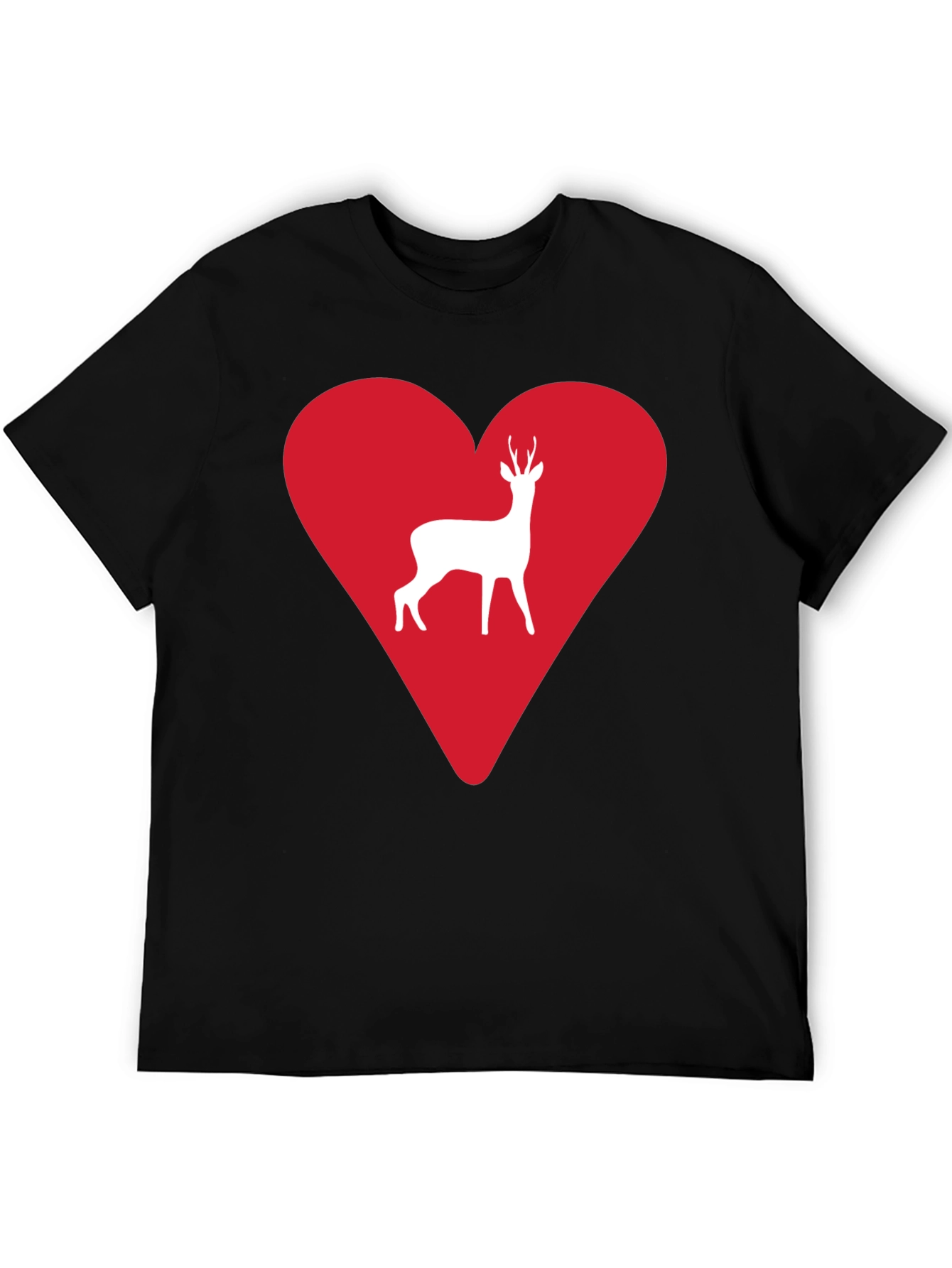 Black Deer Heart Graphic Tee - Men's Black T-Shirt view 5