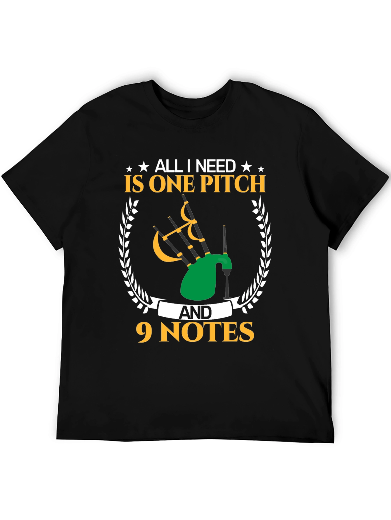 Black Bagpipe Musician T-Shirt - One Pitch & 9 Notes view 5