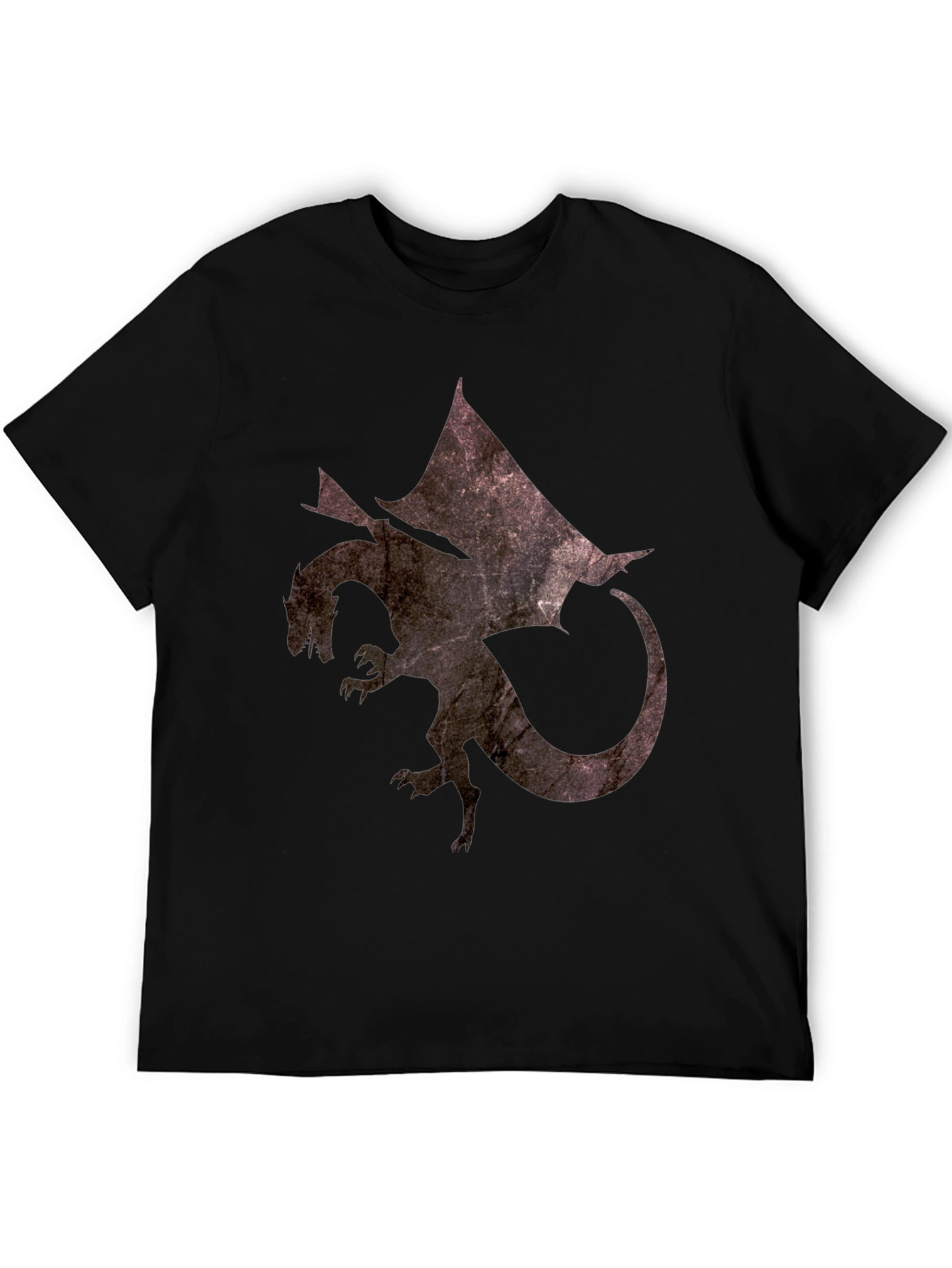 Black Textured Dragon Graphic Tee - Black Cotton Blend Casual Shirt view 5