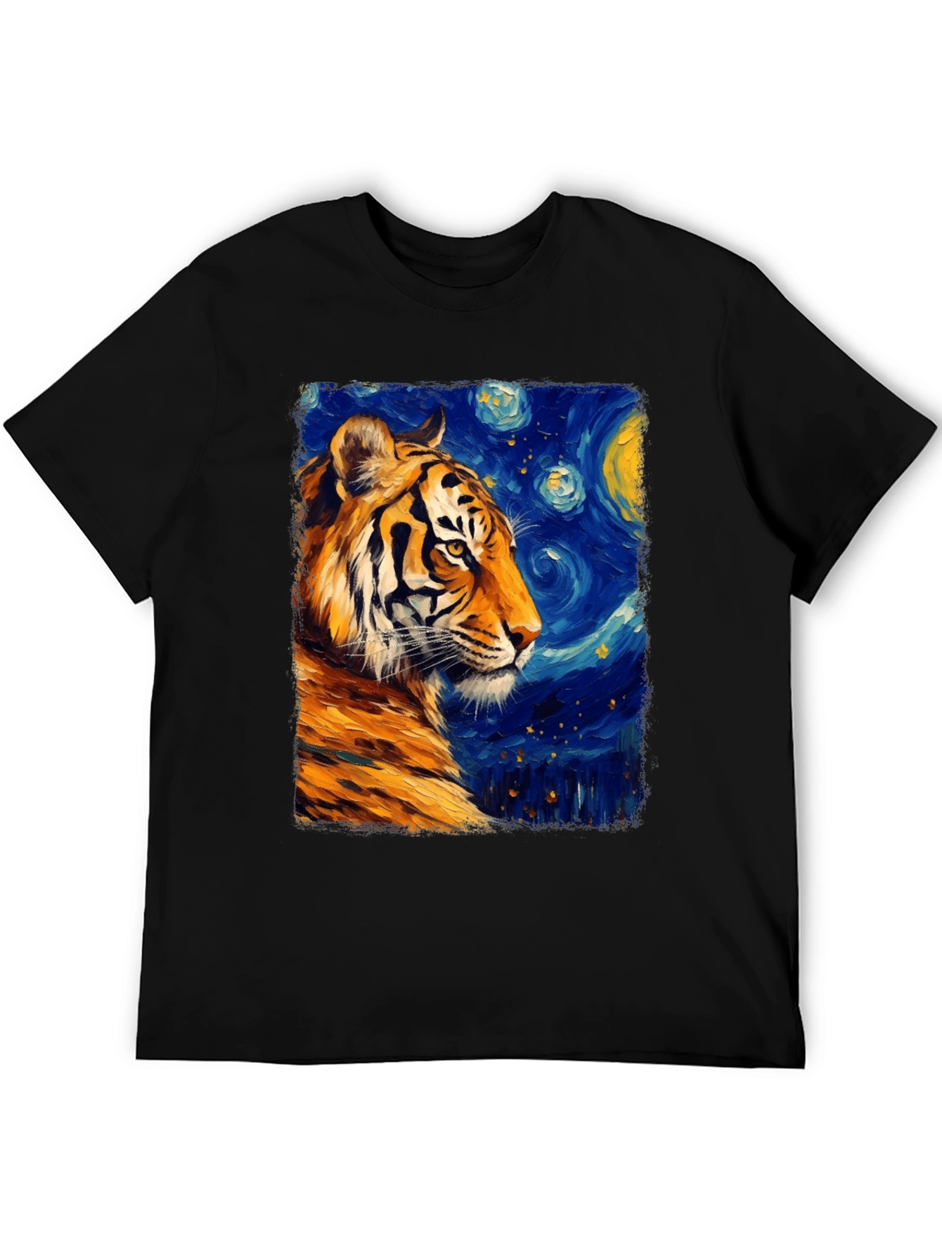Black Tiger Starry Night T-Shirt - Artistic Graphic Tee view 5
