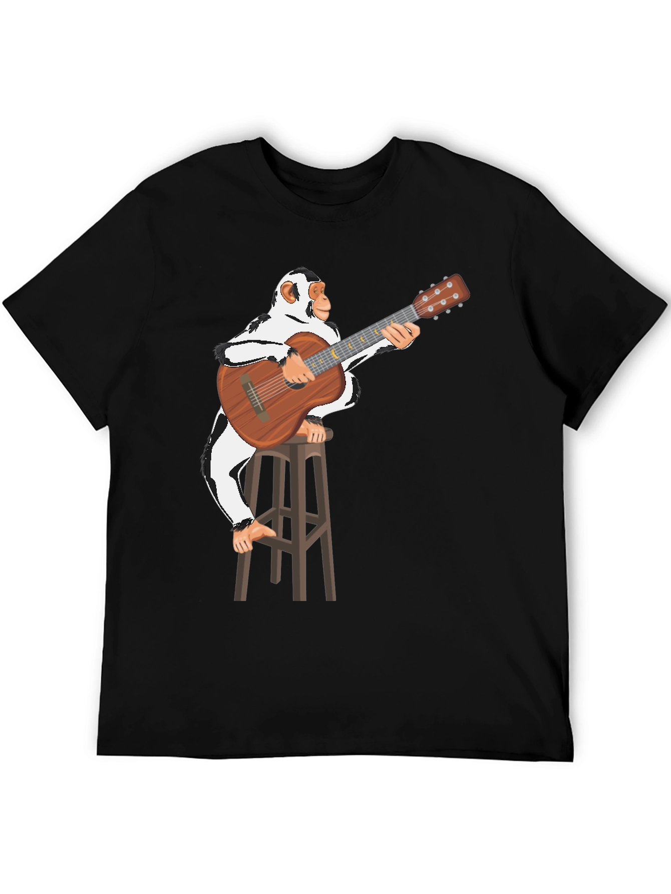 Black Monkey Guitarist Graphic T-Shirt - Unisex Cotton Tee view 5