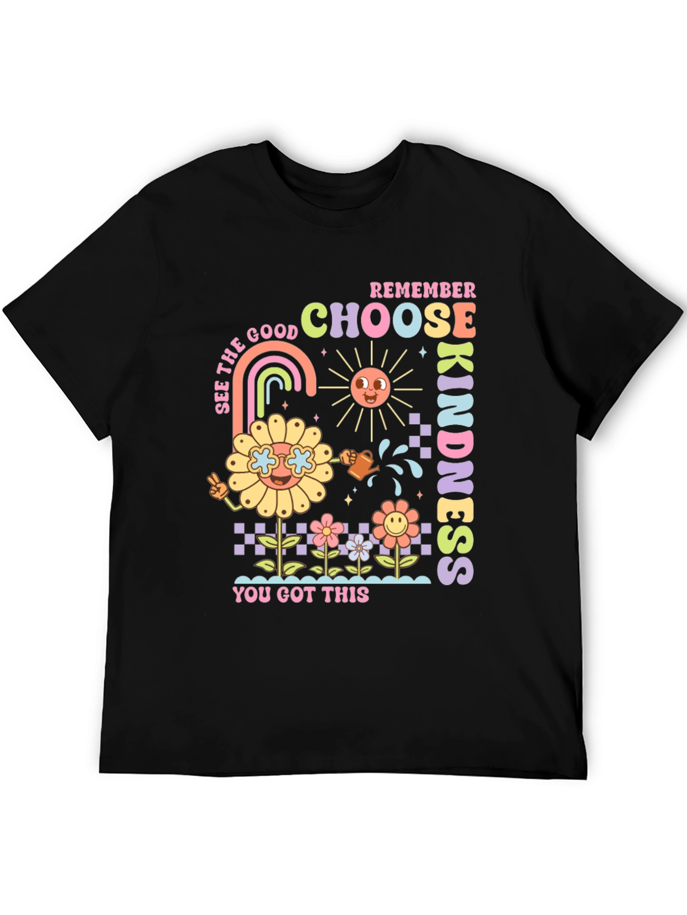 Black Choose Kindness Graphic Tee - Retro Style view 5